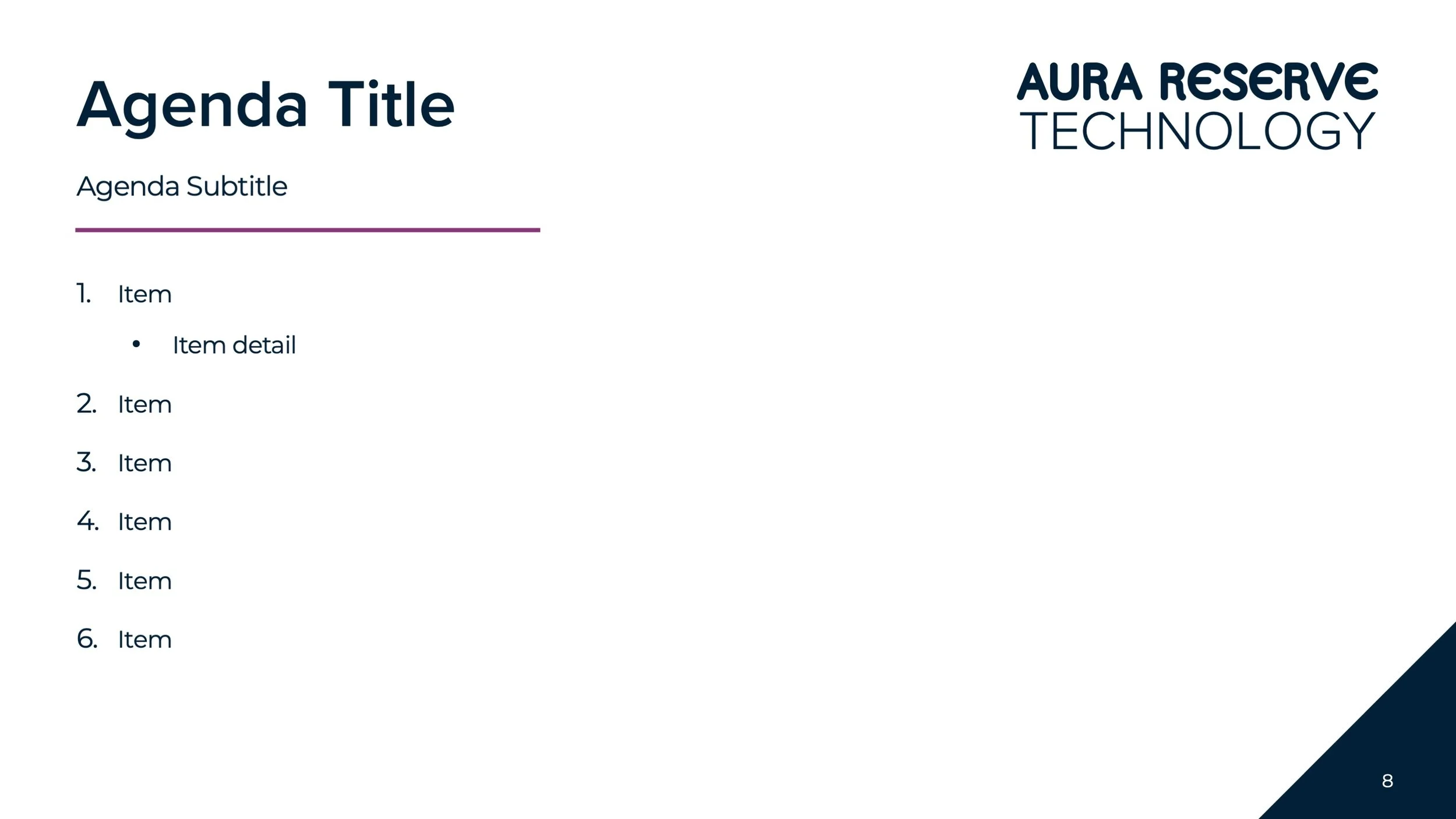 Agenda Slide (Single - Light)