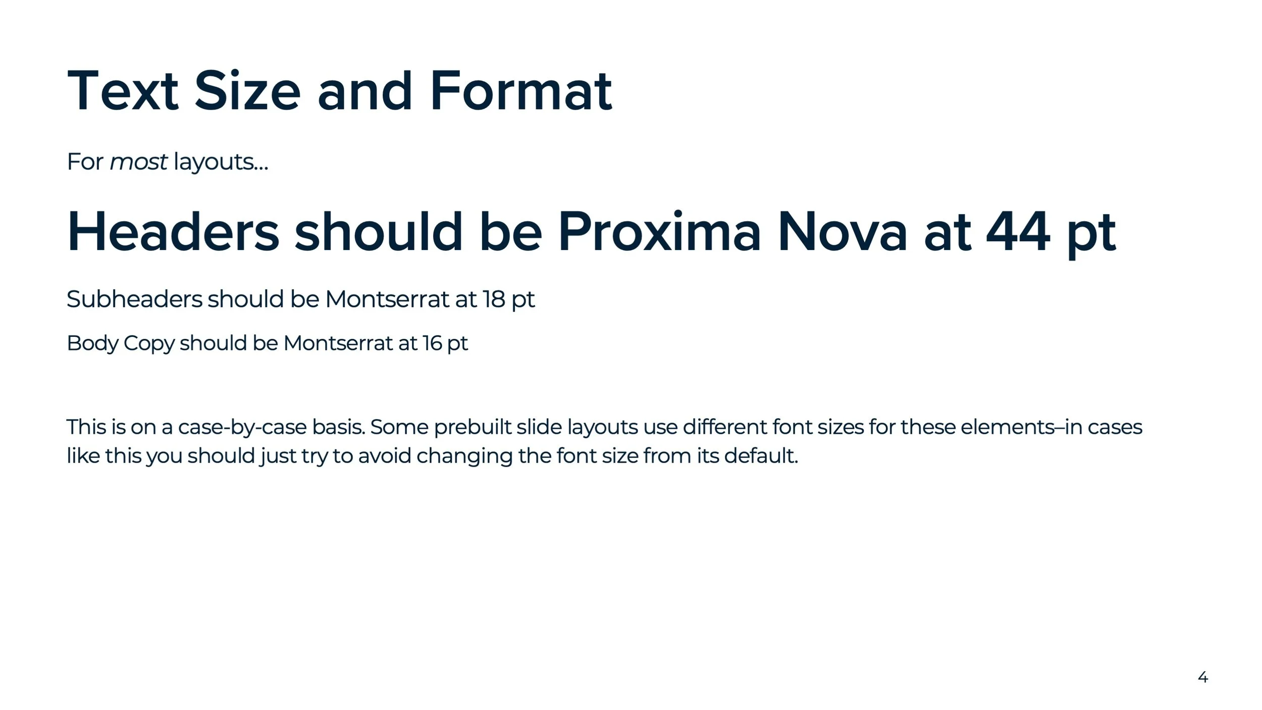 Text Size and Format