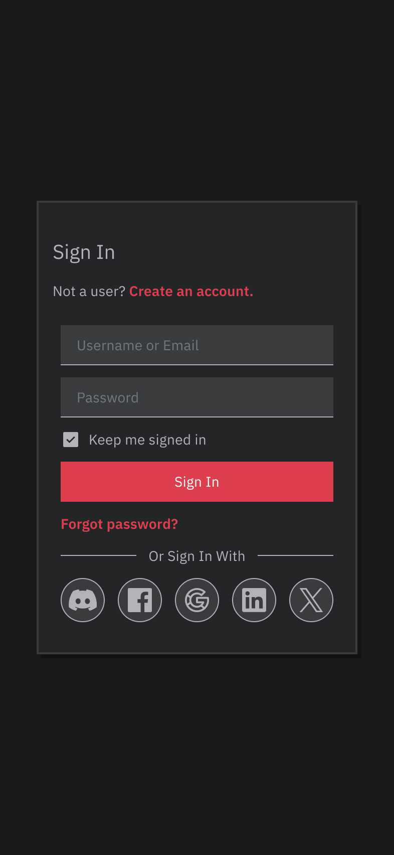 Sign In Screen