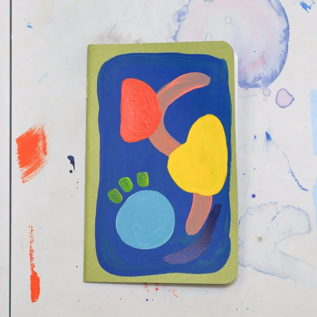 Hand painted Field Notebook - Blue on Green