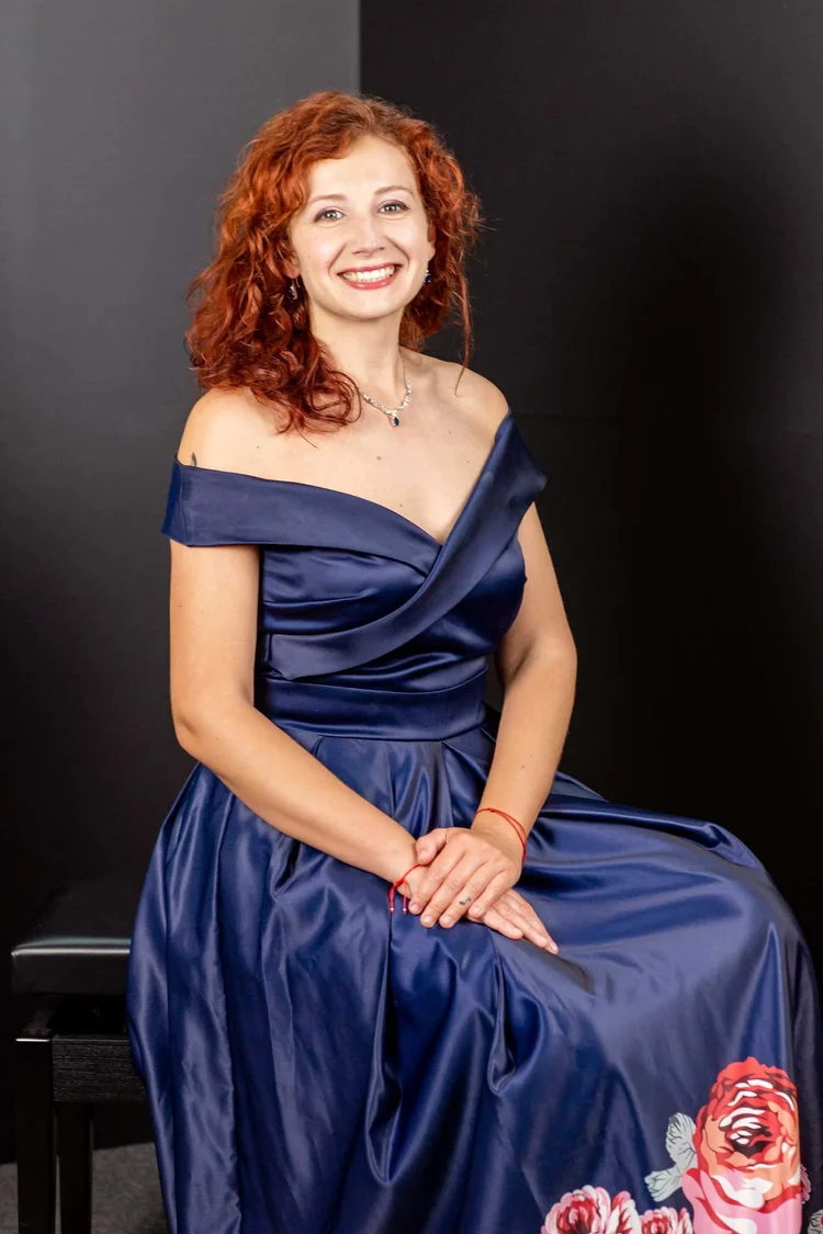 Madalina Danila in a blue gown