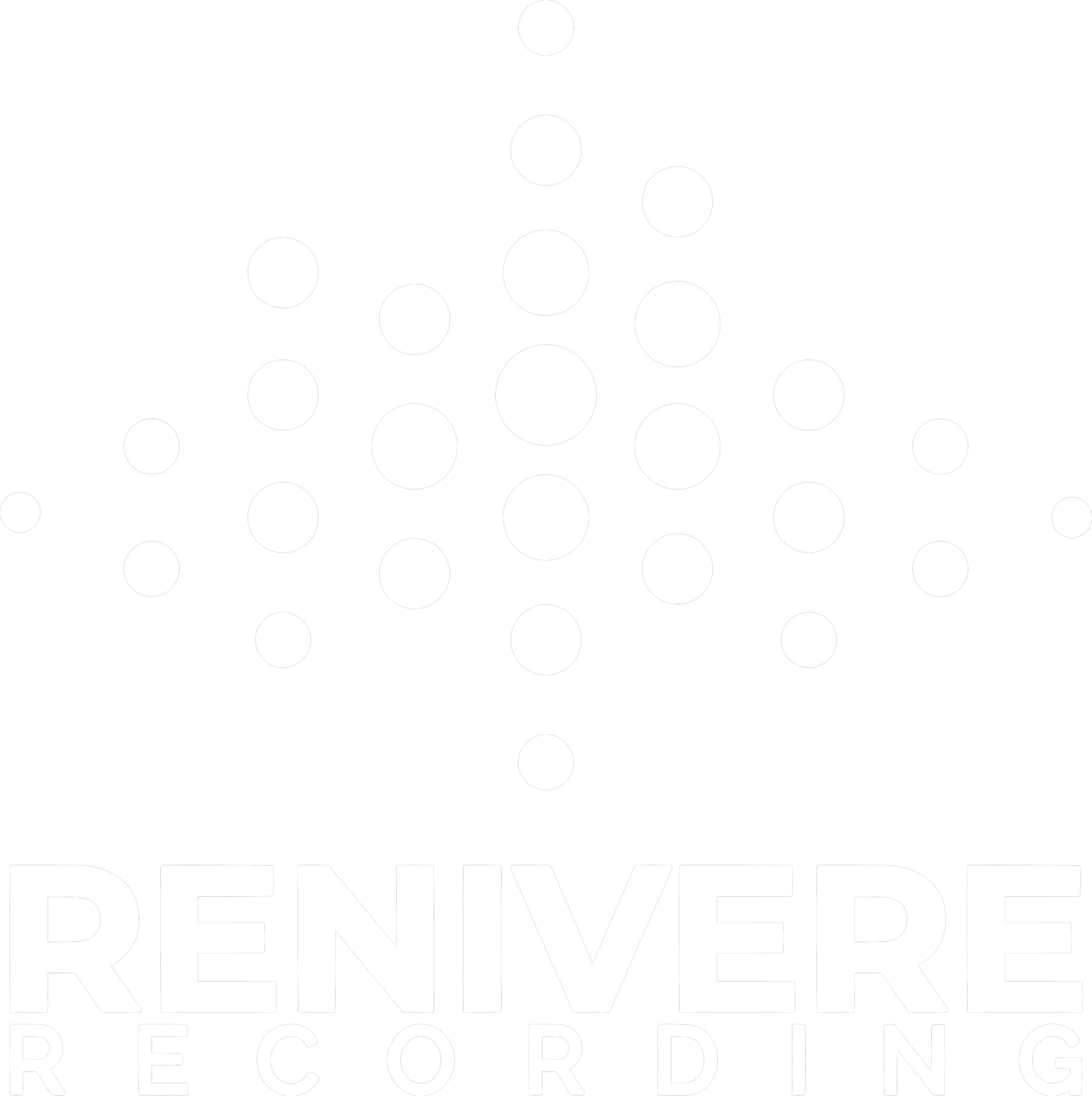A black and white logo for Renivere Records featuring a stylized finger with a delete symbol, and the words 'Renivere' and 'Recording' in bold.
