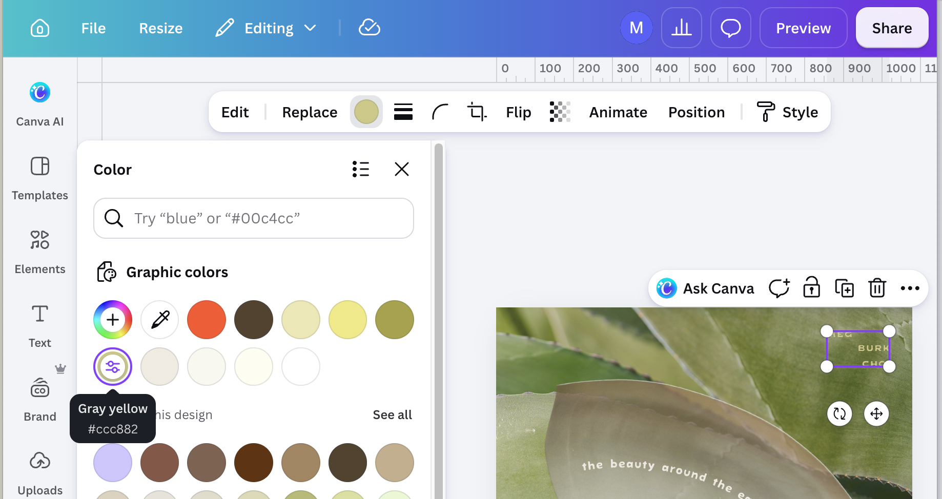 Changing the color of an SVG element in Canva