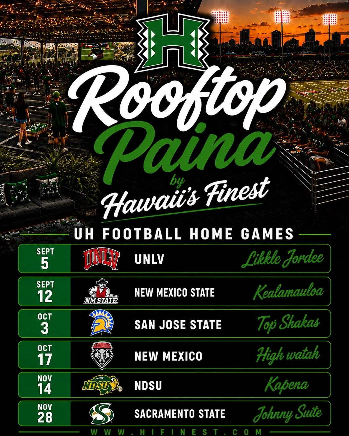 We Rocking Every @RainbowWarriorFootball Home Game Starting This Saturday!!! #HIFinest