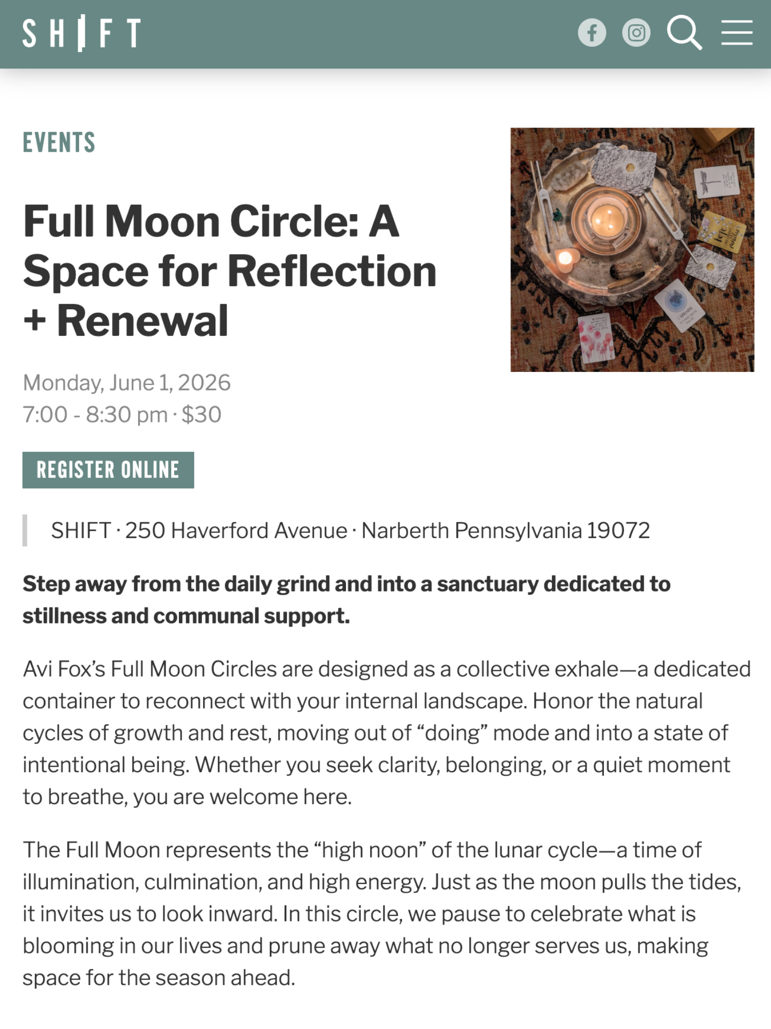 Full Moon Circle: A Space for Reflection + Renewal