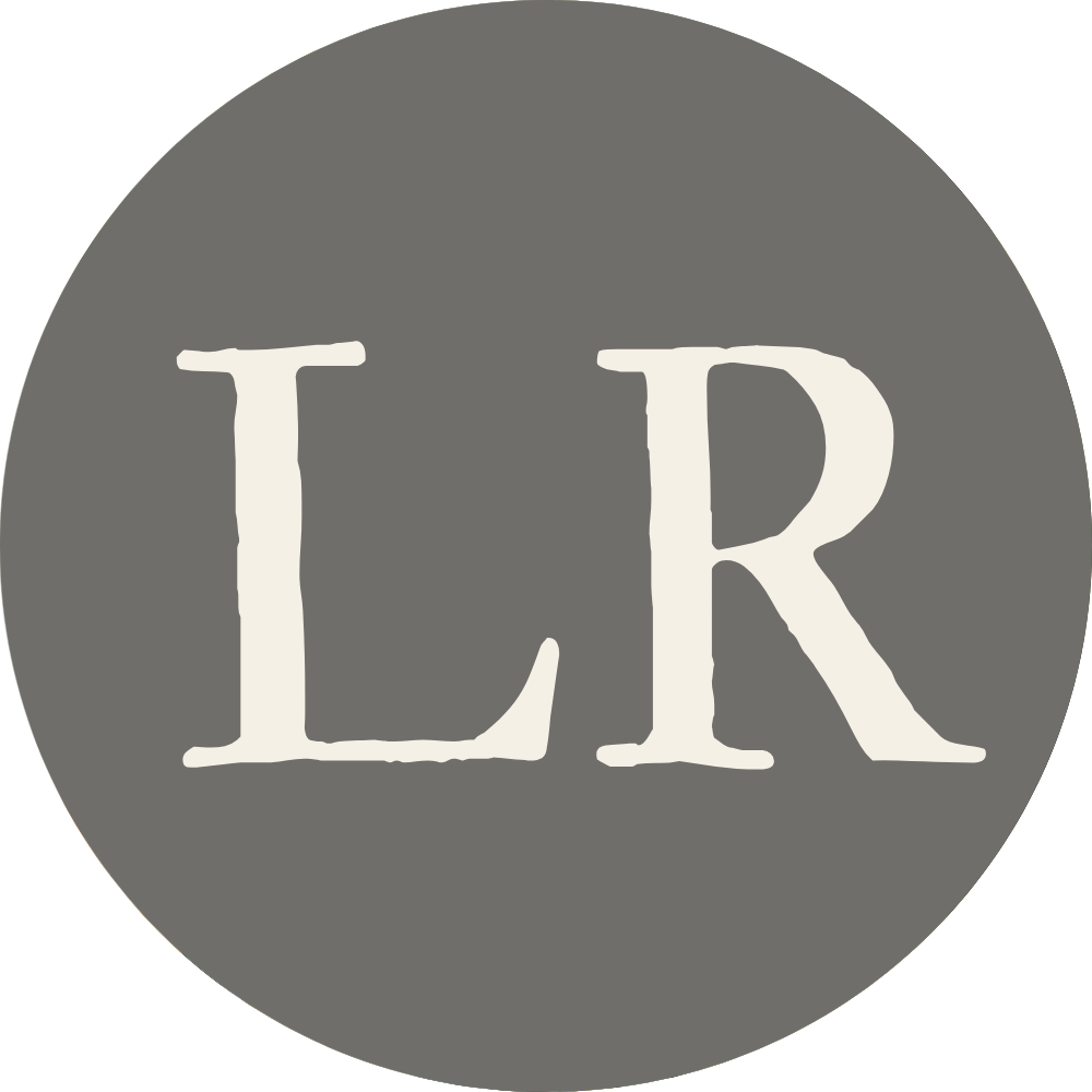 Gray circular logo with white text 'LR' in the center.