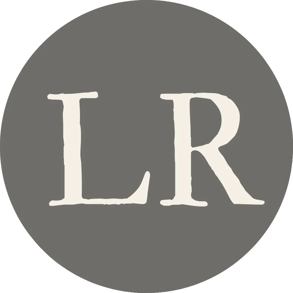 Gray circular logo with white text 'LR' in the center.