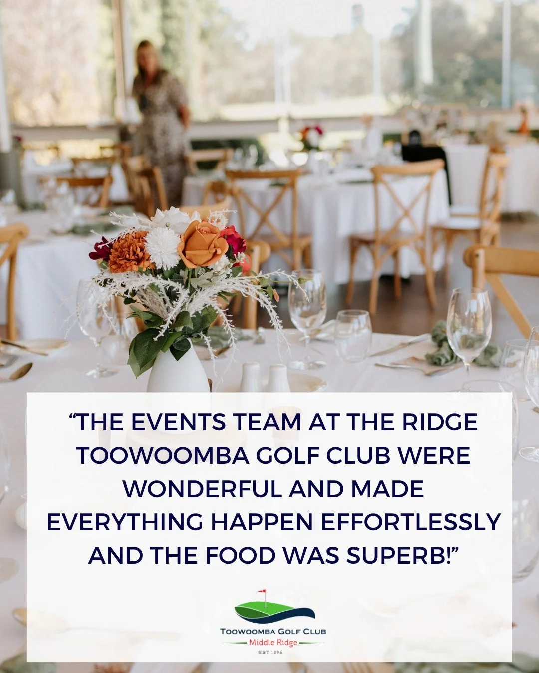 We love hearing such wonderful feedback from our guests. ❤️

Our Events Team were thrilled to hear they helped make the event so special.

Thank you for choosing The Ridge at Toowoomba Golf Club to be part of such a memorable occasion. ✨