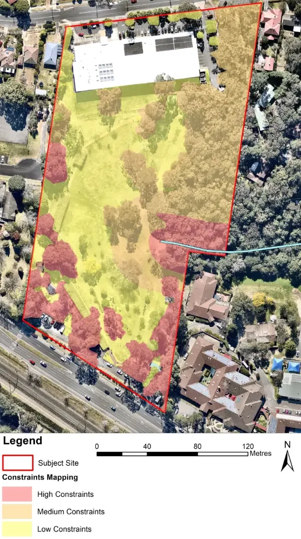 Highlighted map showing constraints area