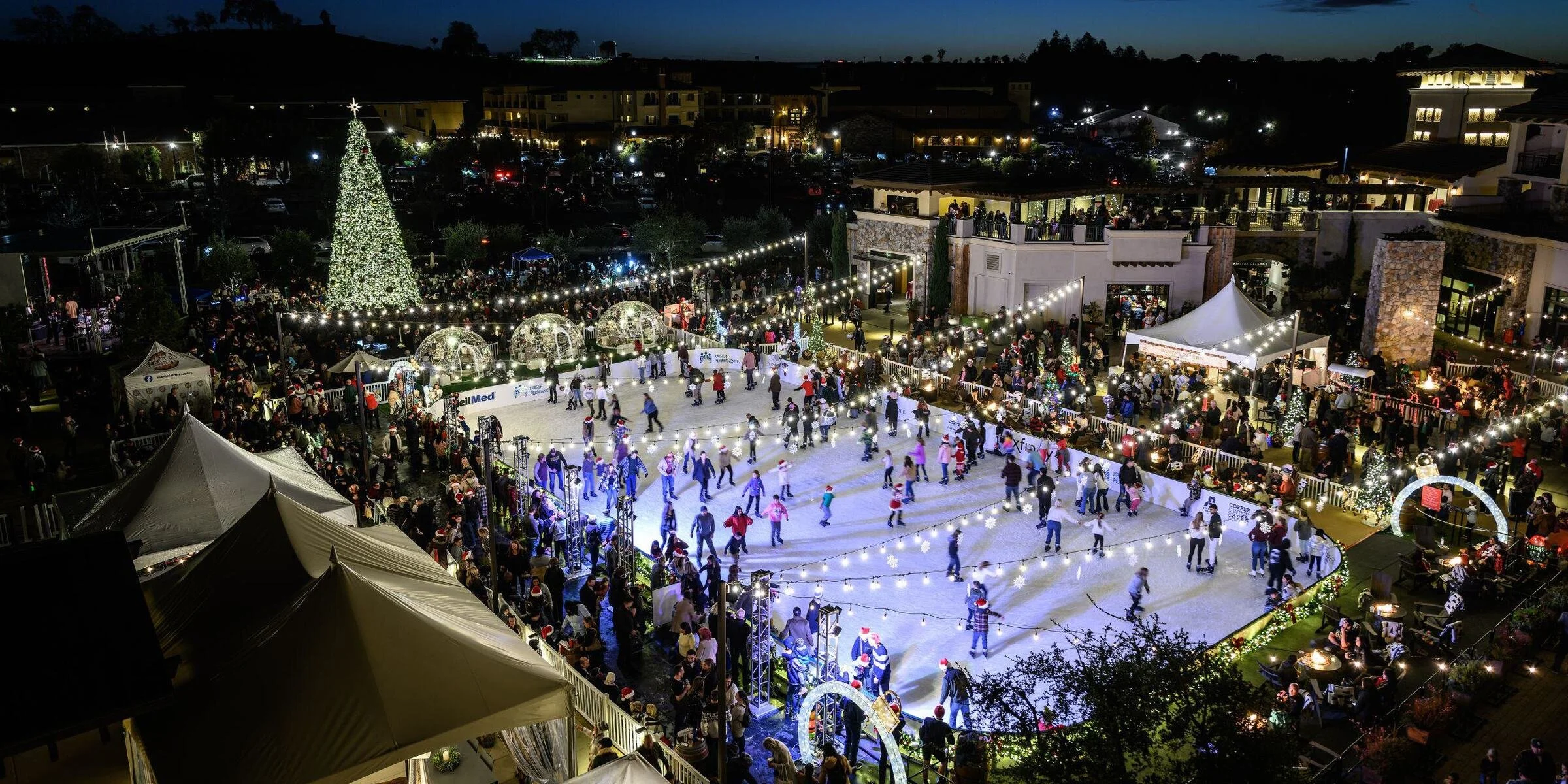 Merry Meritage outdoor ice rink at Meritage Resort in Napa California