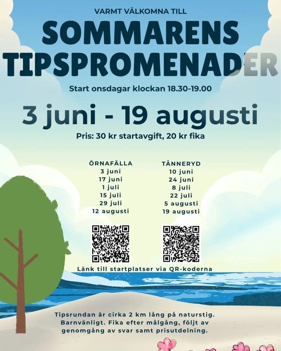 Imorgon, 22/7 &auml;r de dags f&ouml;r tipspromenad i T&aring;nneryd igen!

Vi ses 💚