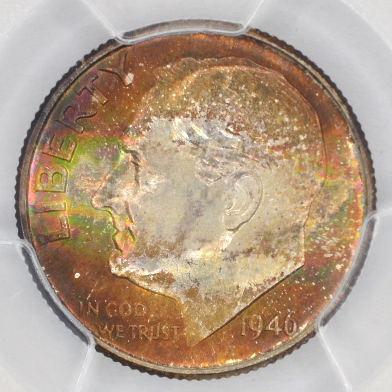 1946 10C Roosevelt Dime PCGS MS67 - Pretty Tab Toning