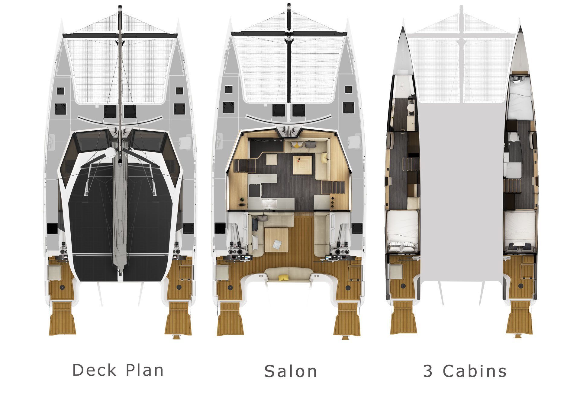 General arrangements with deck plan and interior spaces