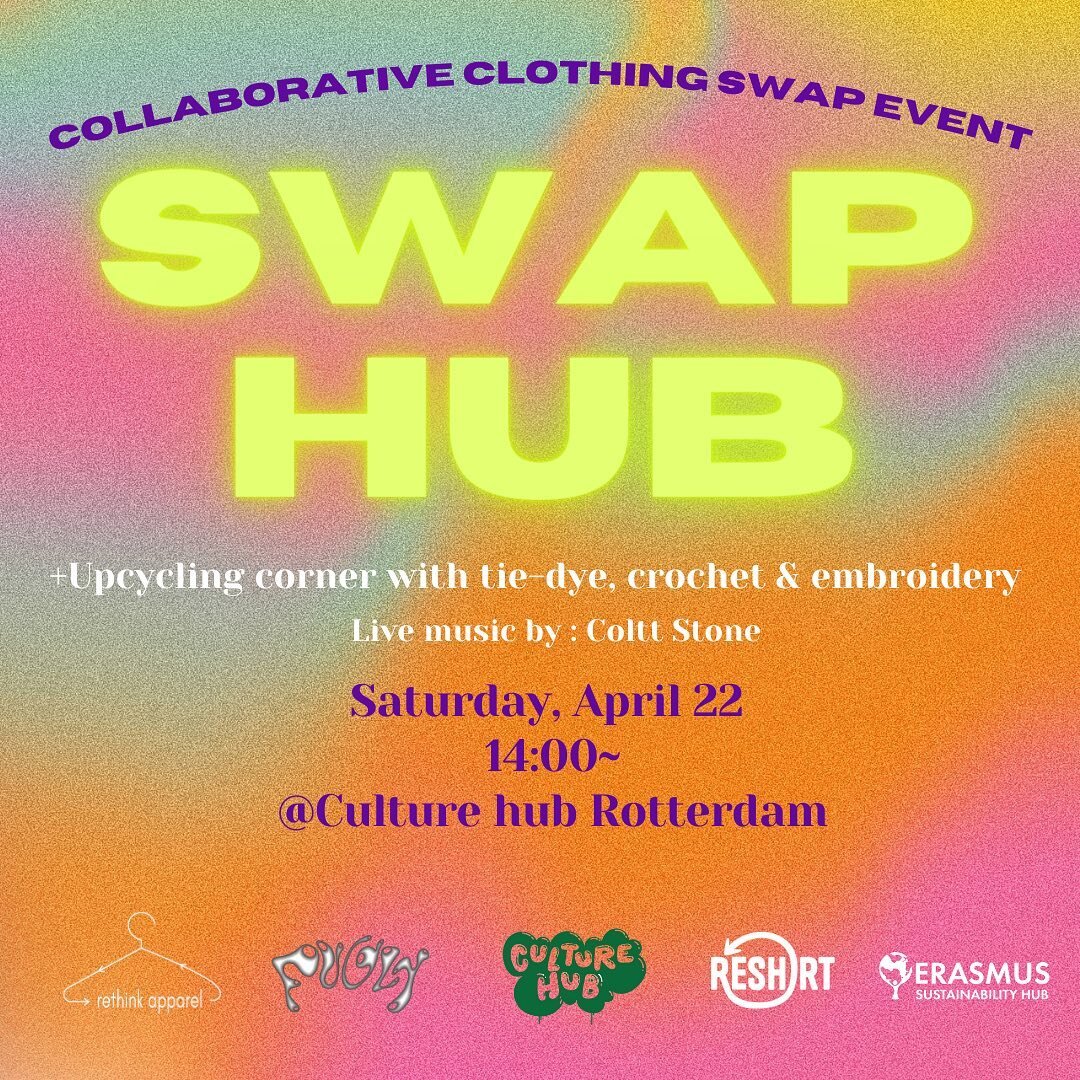This Saturday at @culturehub_rotterdam 🌻
with @rethinkapparel @reshirt.rotterdam @erasmussustainabilityhub 

💟Upcycle your clothes with us &amp; 
Get yourself prints by @lm.mcg and @be_annna 💟

See you all there!