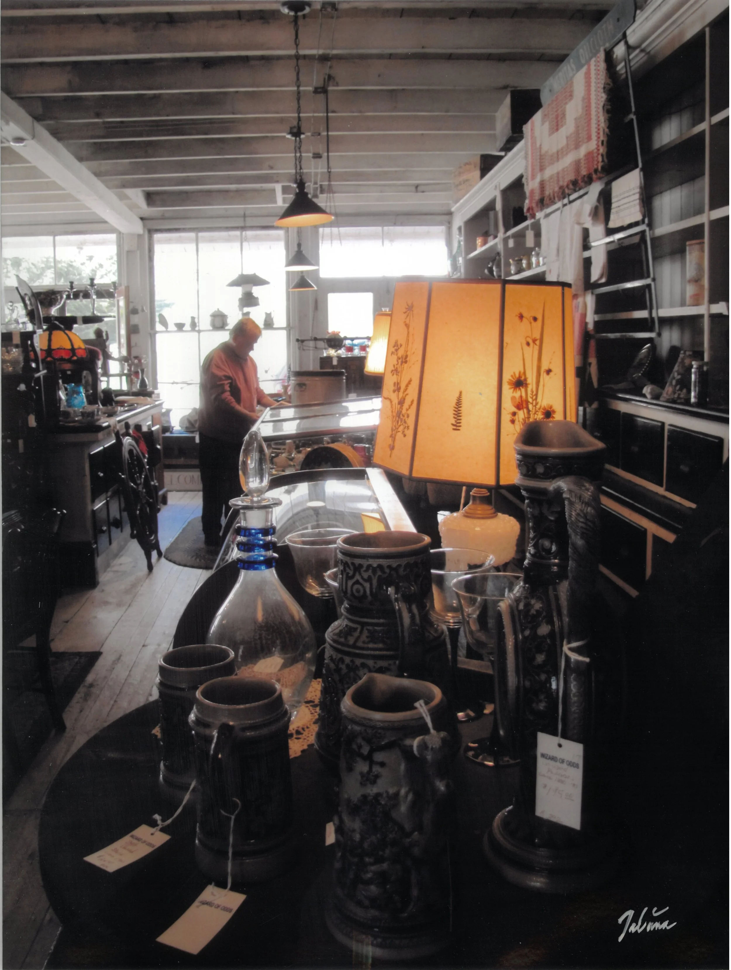 Richard Plunkett at work in the Head Tide Store, photograph by James A. Taliana