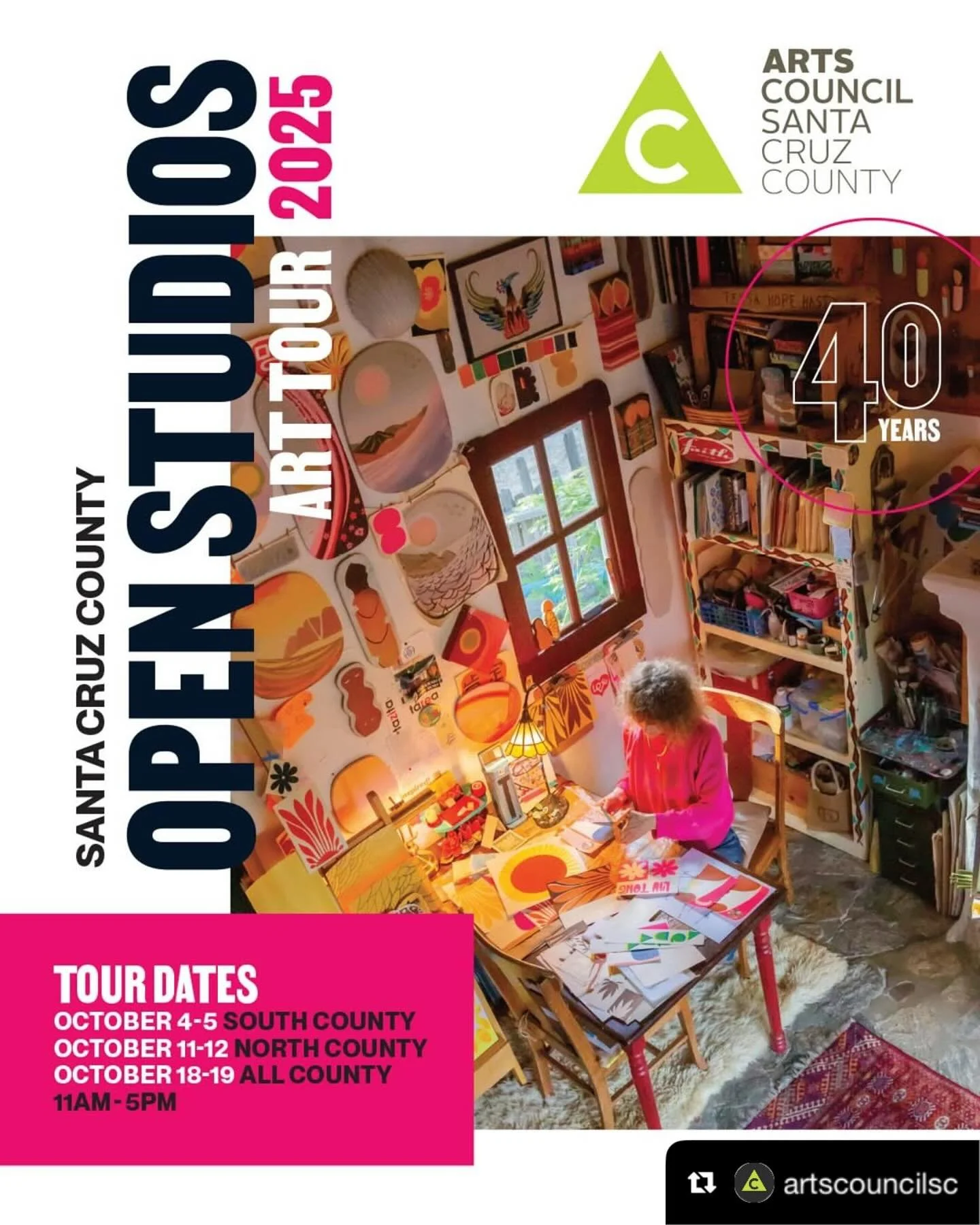 📣Open Studio Oct. 4 &amp; 5! 
Ross Sheehan Studio 
34 Seascape Village
Aptos, CA 95003
(site no. 22 in the guide)
&bull;
Repost from @artscouncilsc
&bull;
✨ Step Inside: Open Studios 40th Anniversary Tour ✨

This October, discover, explore, and conn