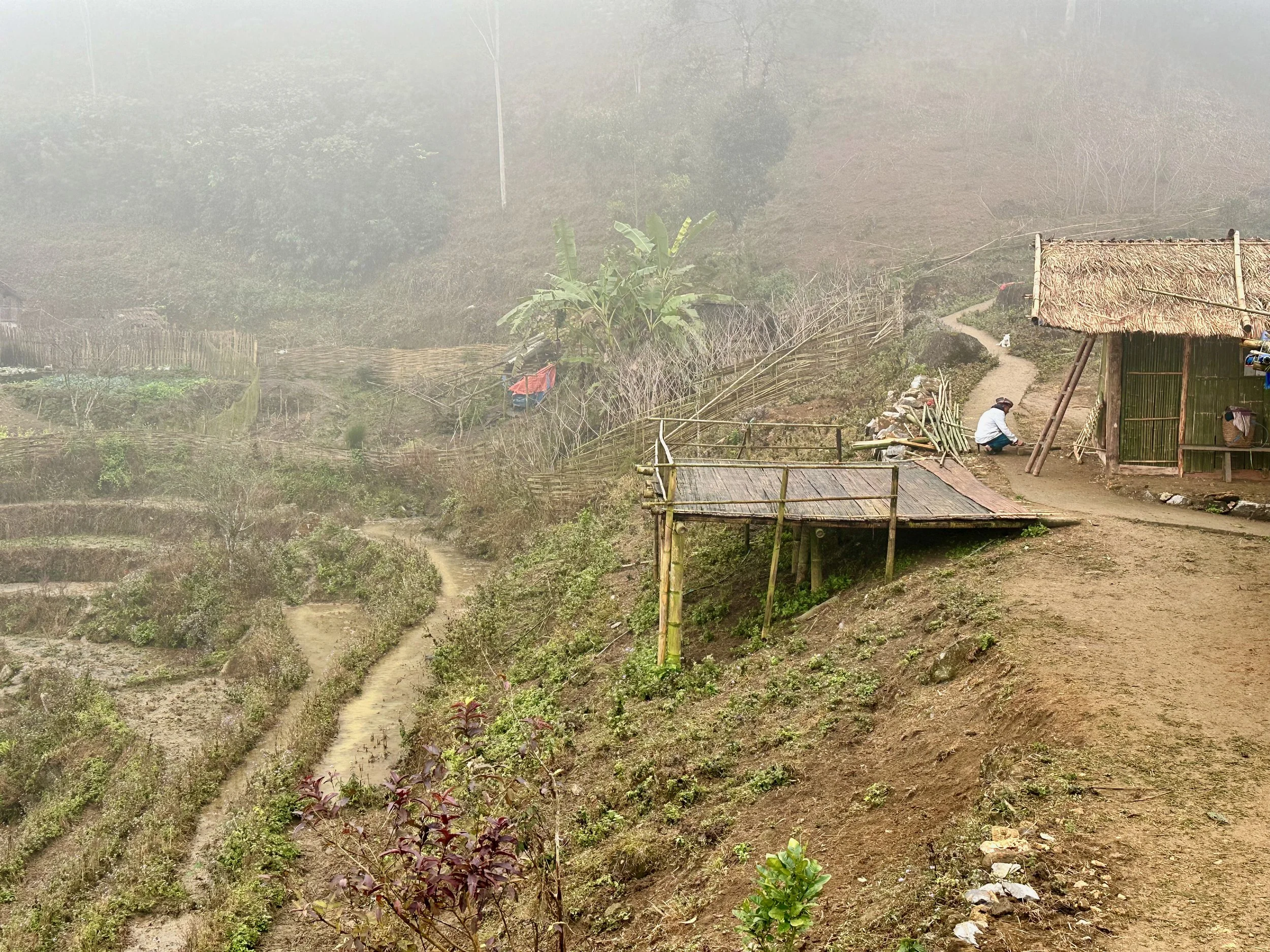 The trek ran through villagers' rice paddy fields