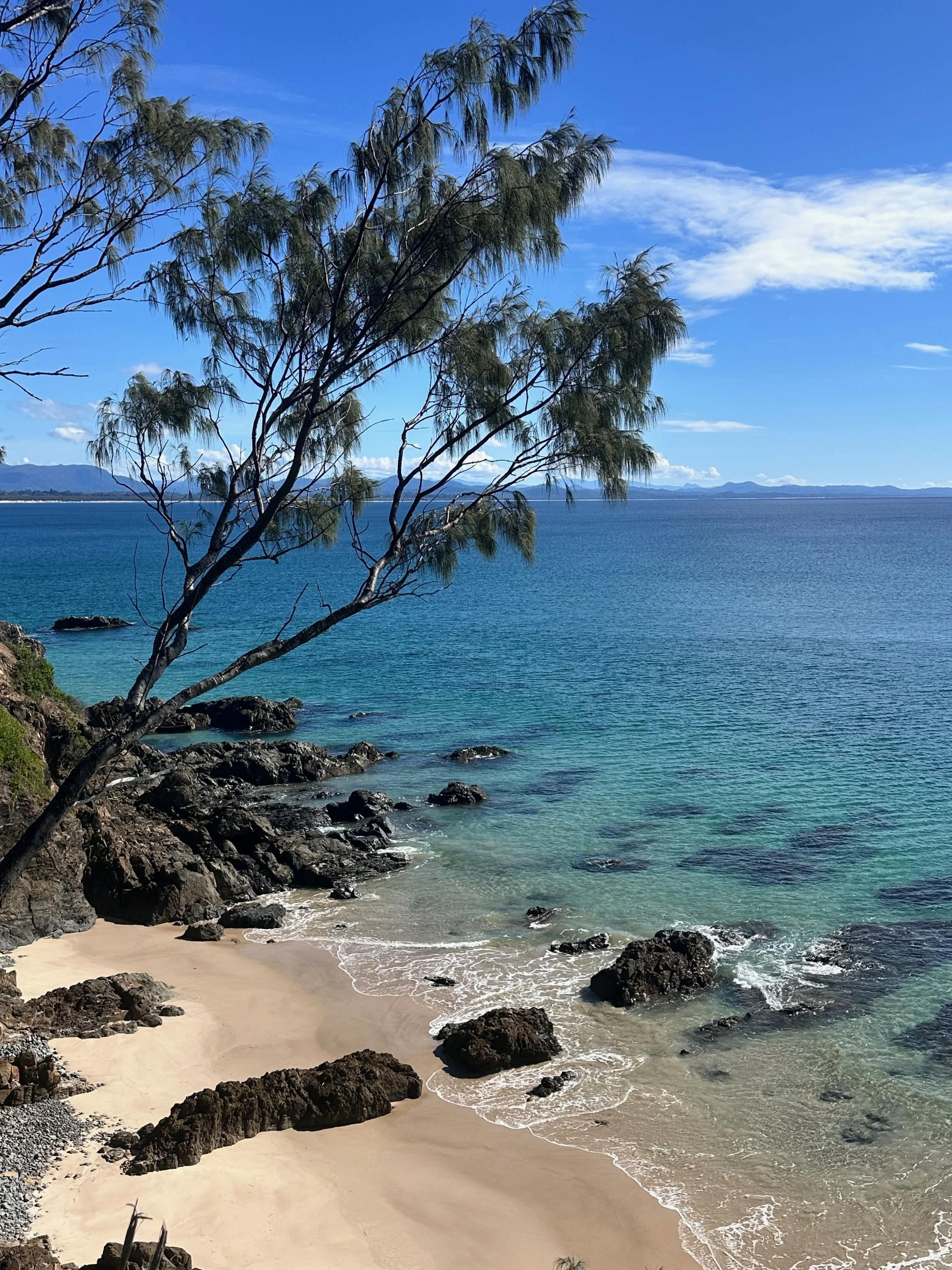  Clear blue beachs and smooth golden sand — the view along the walkway.  
