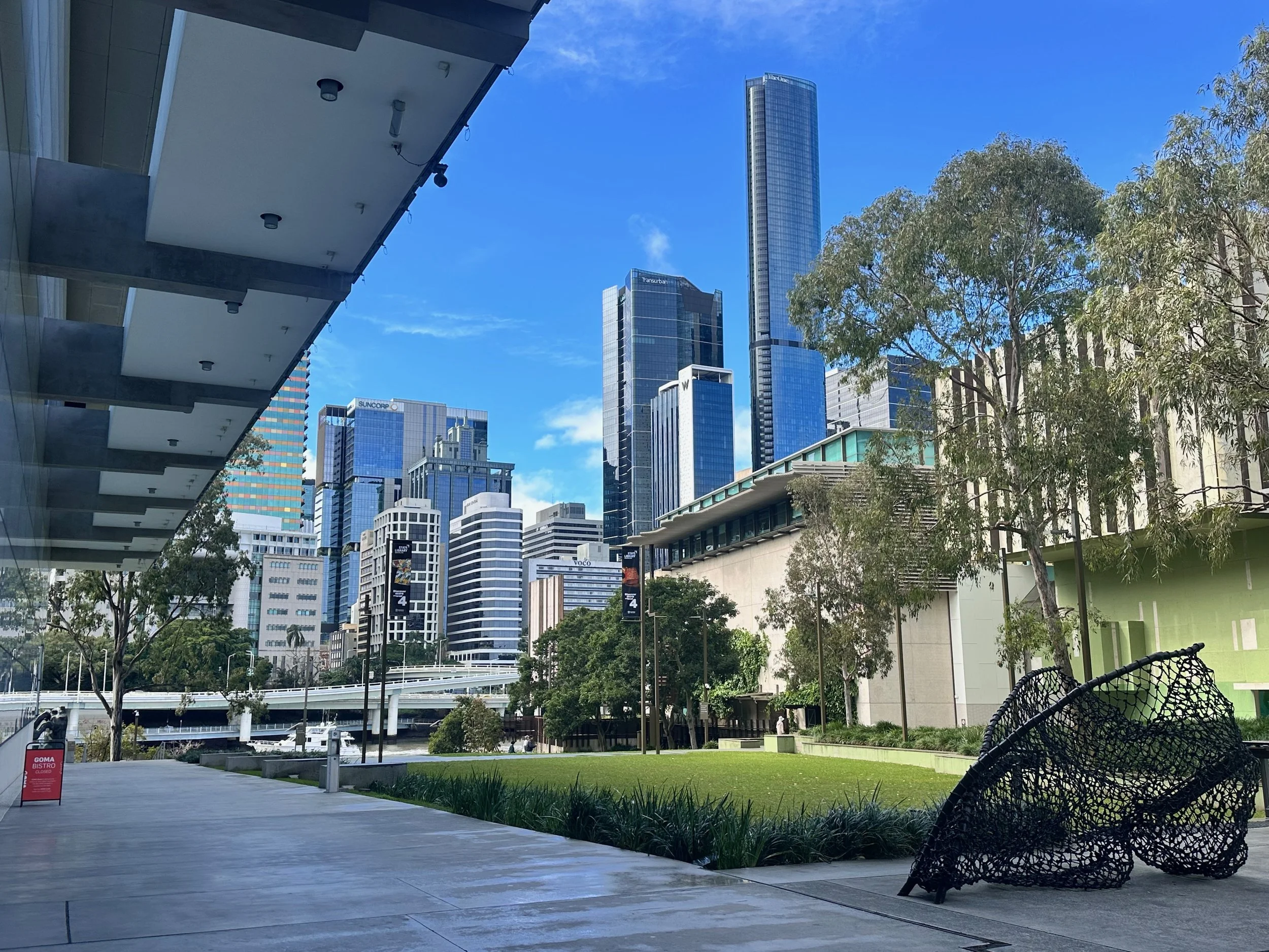  A glimpse into Brisbane from underneath a bridge 
