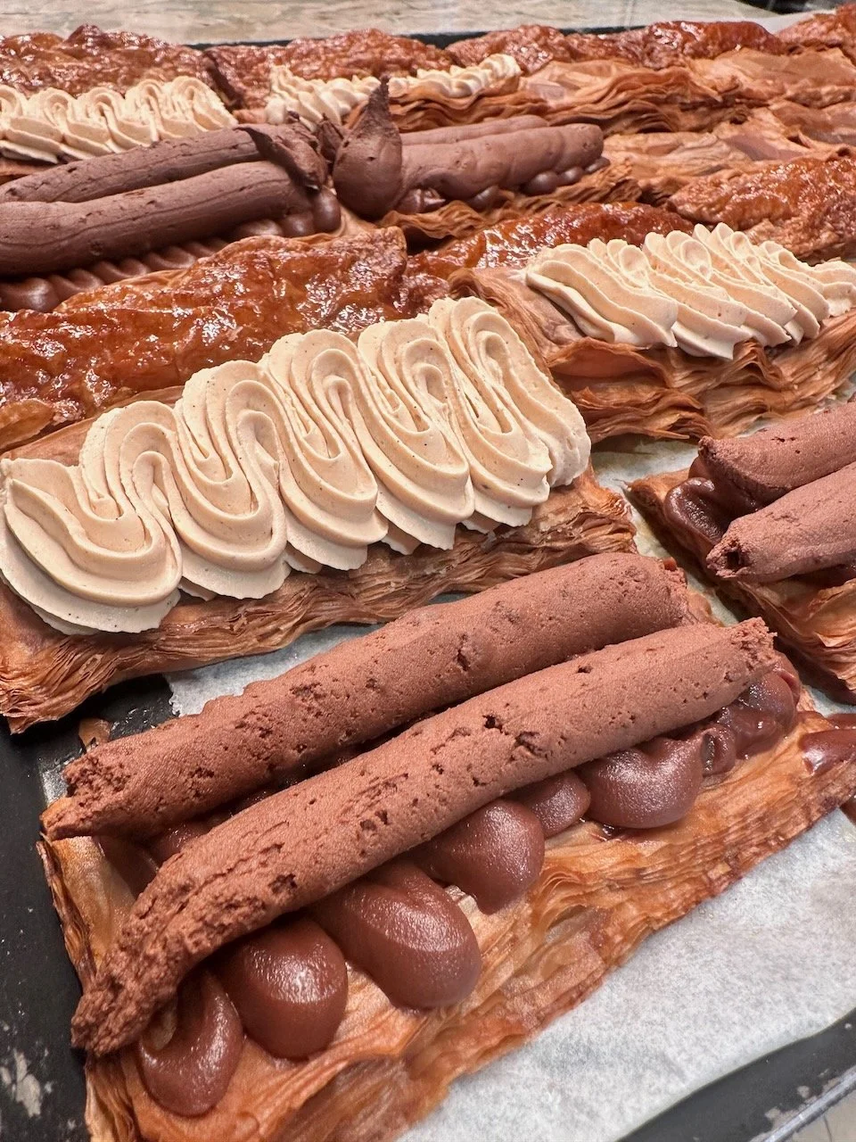  Beautiful piping done by the head baker for our mille feuille.  