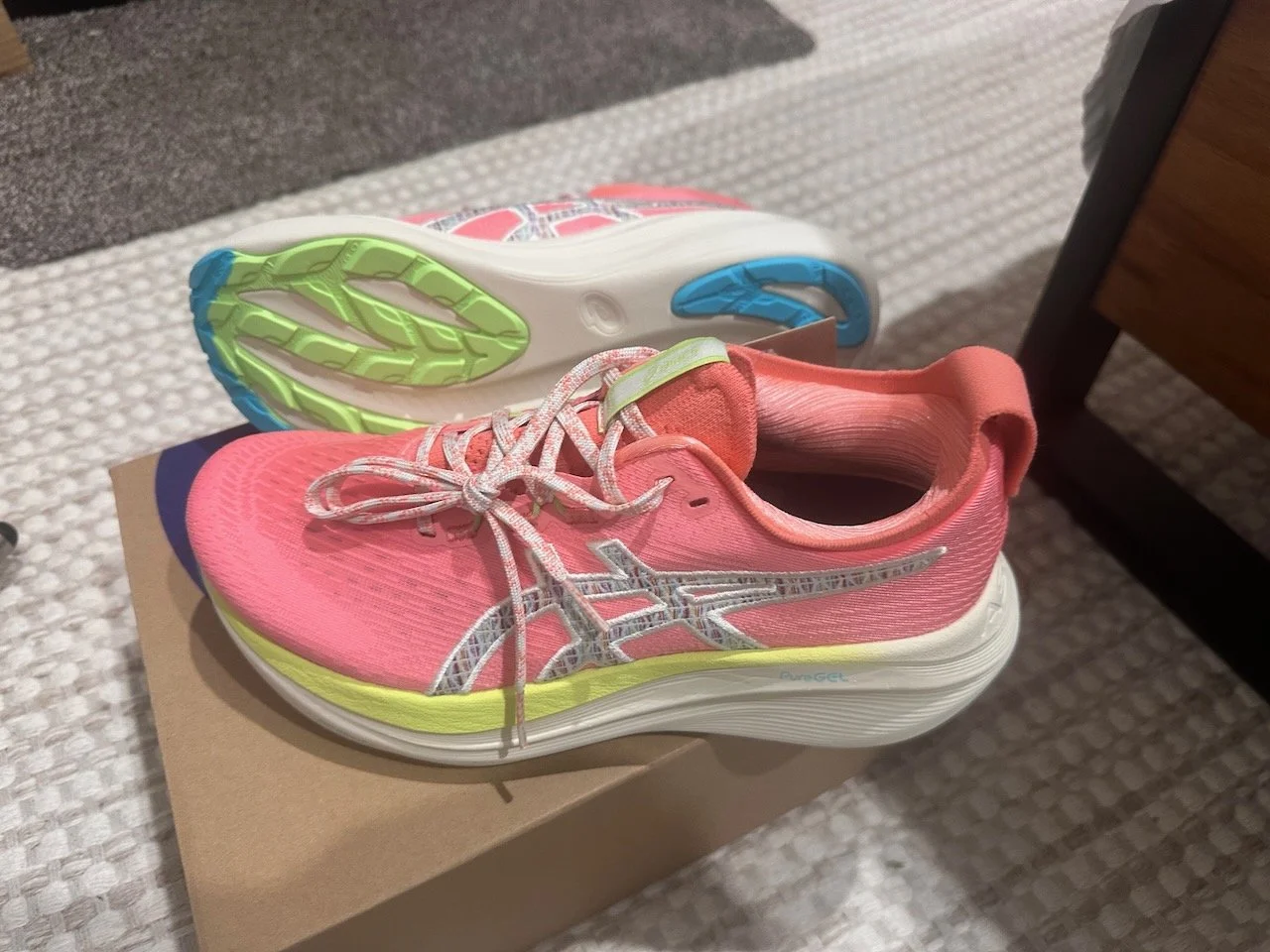  My new running shoes! Much needed (there are holes in my old ones) and perfectly matched to my bright, bold, and colorful presence.  
