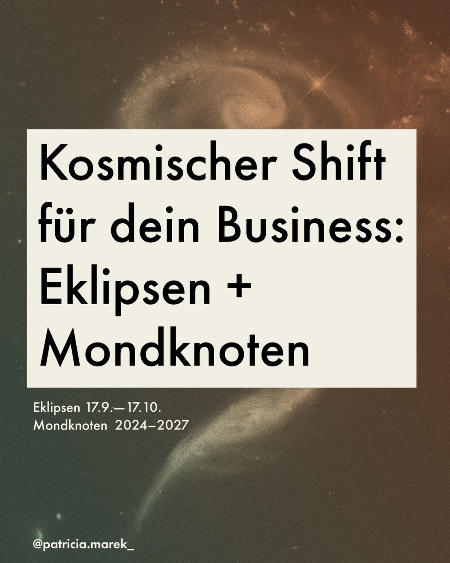Das wird ein epischer Shift f&uuml;r dein Conscious Business 💃🏼👑 

&hellip; bis 2027 wirst du massiv gepushed!

Carpe Diem 🤌🏼🌟
Patricia 

BUSINESS ENERGETICS
SHIFT BEGLEITERIN
CONSCIOUS BUSINESS

#selbstst&auml;ndigefrauen #businessenergetics #