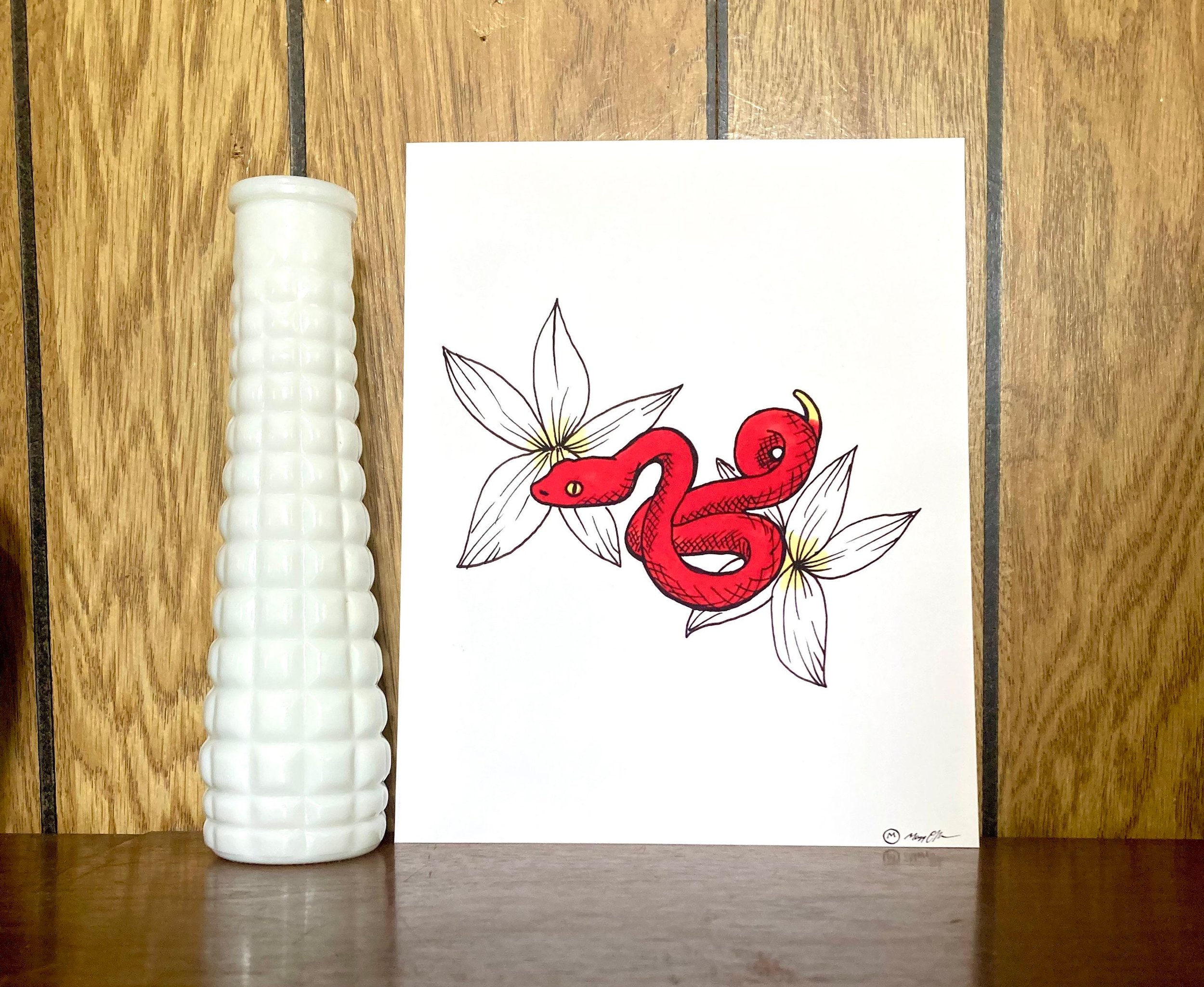 Little Red Snake Print