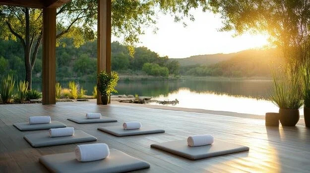 tranquil-scene-of-yoga-studio-by-lake-at-sunrise-featuring-mats-and-towels-free-photo.jpeg
