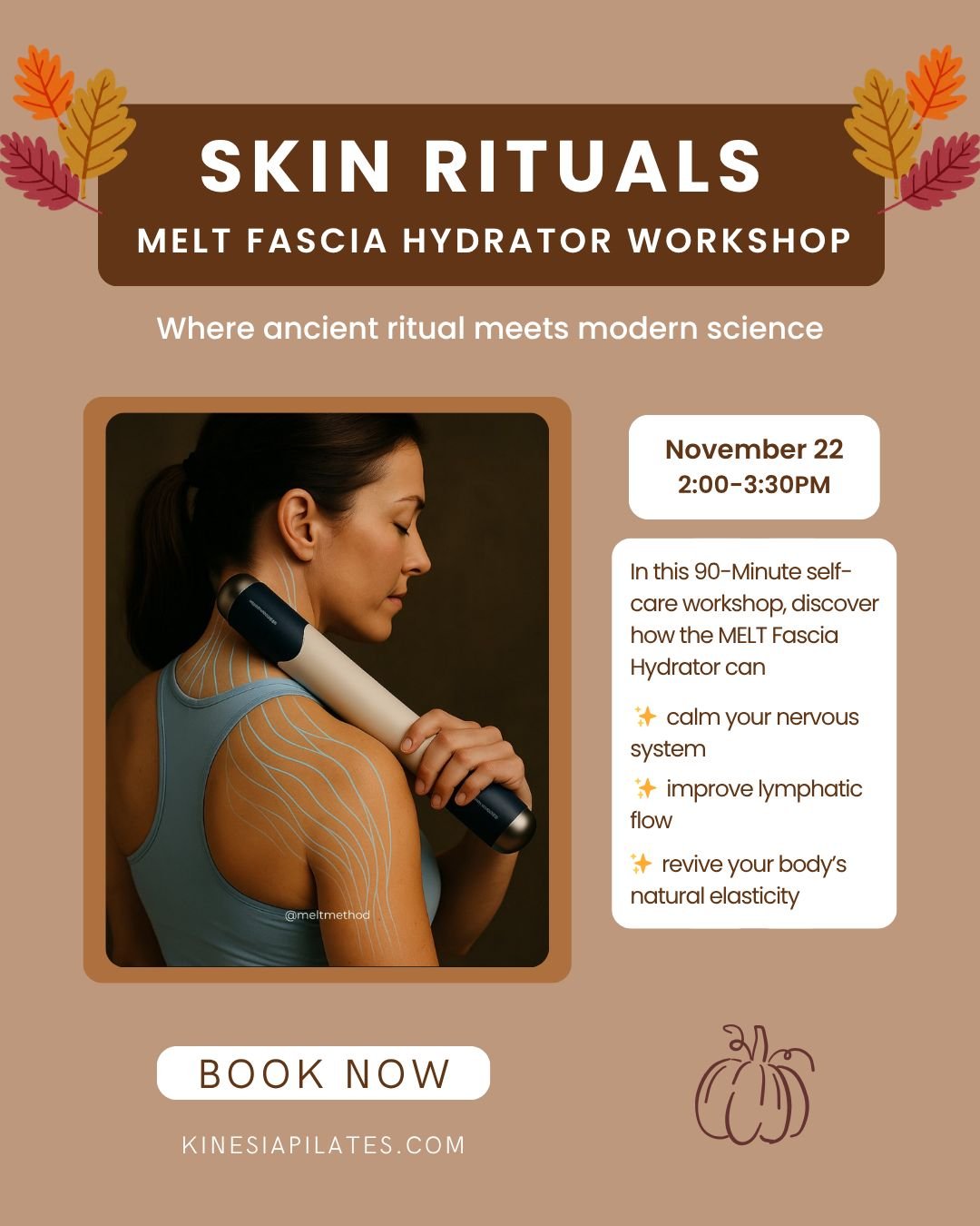 Join us for a restorative session blending spa serenity and cellular science 🌀

In this 90-minute workshop, discover how the MELT Fascia Hydrator can help reawaken your skin&rsquo;s inner resilience. Scientifically designed to restore fluid flow and