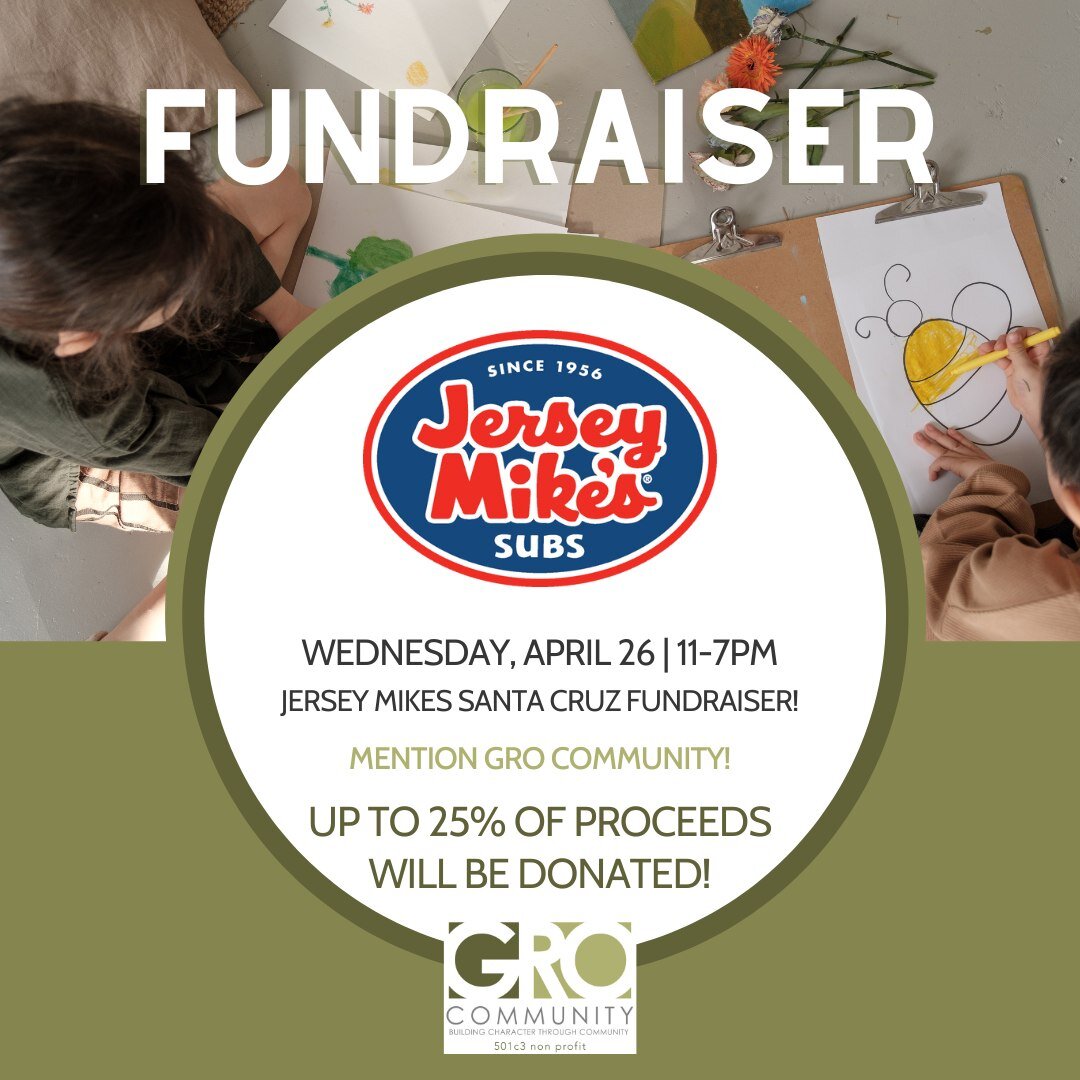 FUNDRAISER HAPPENING WEDNESDAY

Do you love Jersey Mike's? We do too!
From 11-7pm on Wednesday, grab a sandwich and when you mention GRO Community, up to 25% of proceeds will be donated!

We are working to raise $10,000 this year so we can help bridg