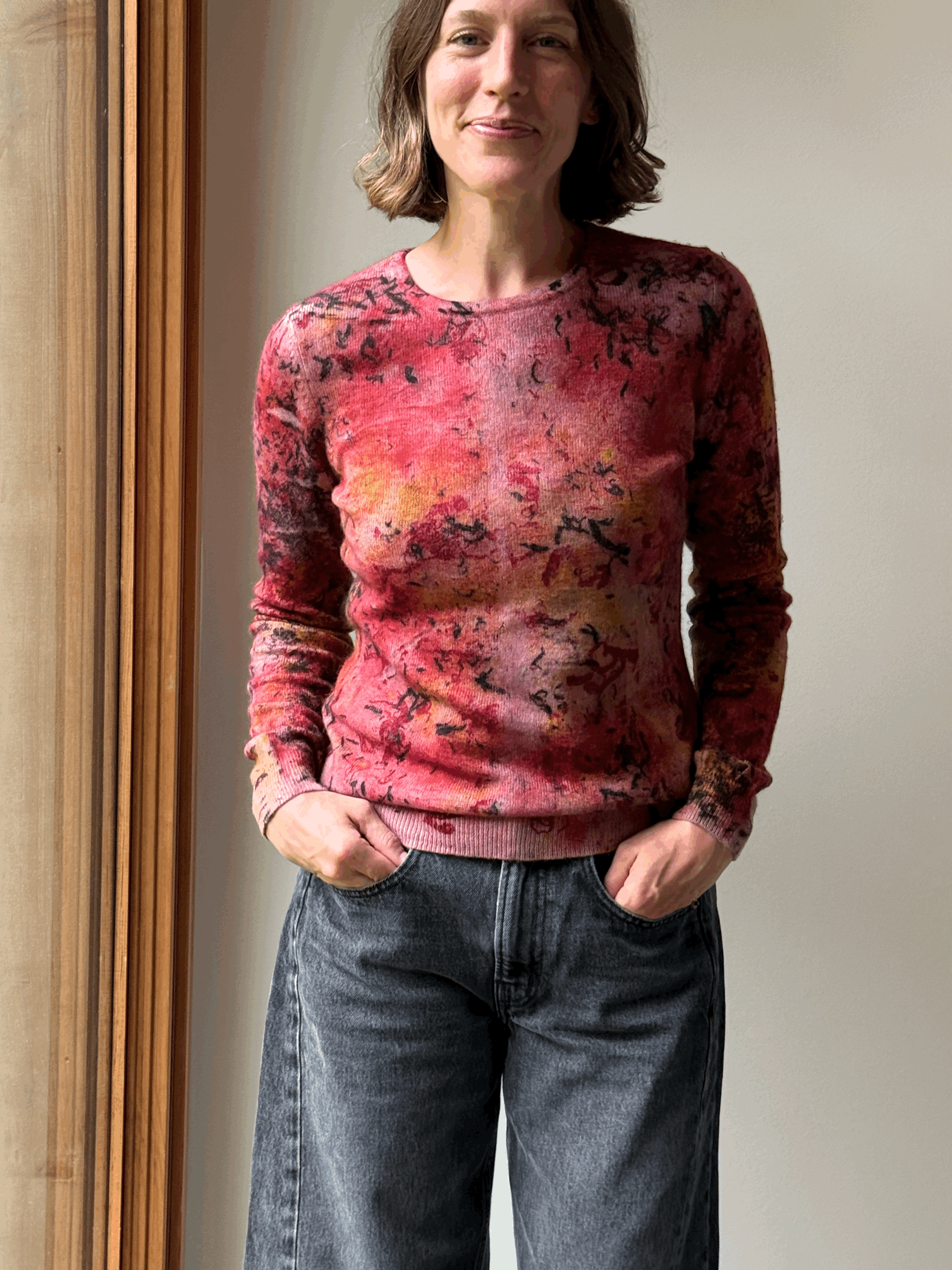 Reworked Vintage Cashmere  Sweater - Various Wood chips and Plant Powders