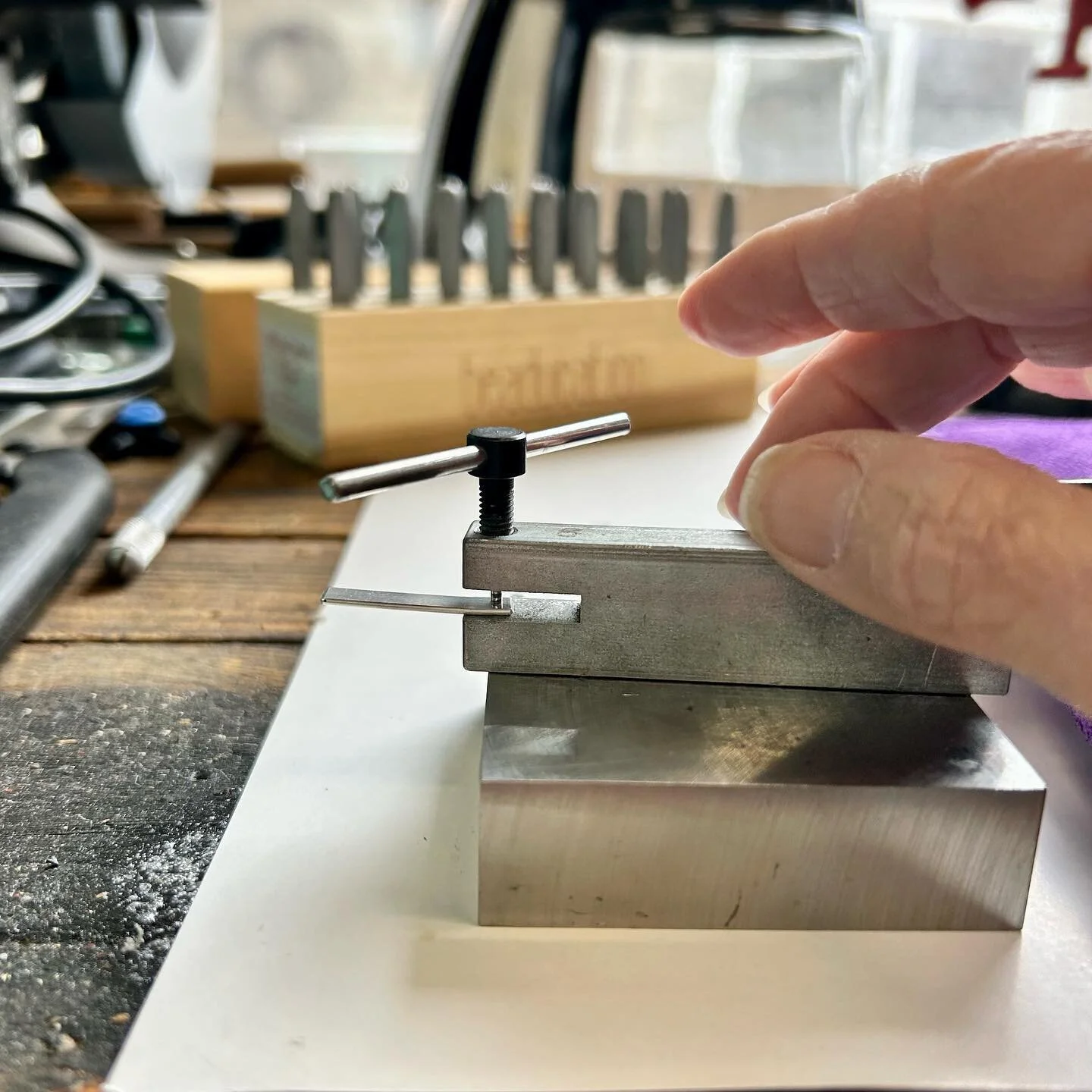 Still life with silver. Last weekend I spent time hammering silver, making word charms and punching tiny holes in silver. It&rsquo;s a process I love&hellip;
✨
#juliebstudio #artisanjewelry 
#silverjewelry  #hammered
#beaducationtools  #riograndejewe