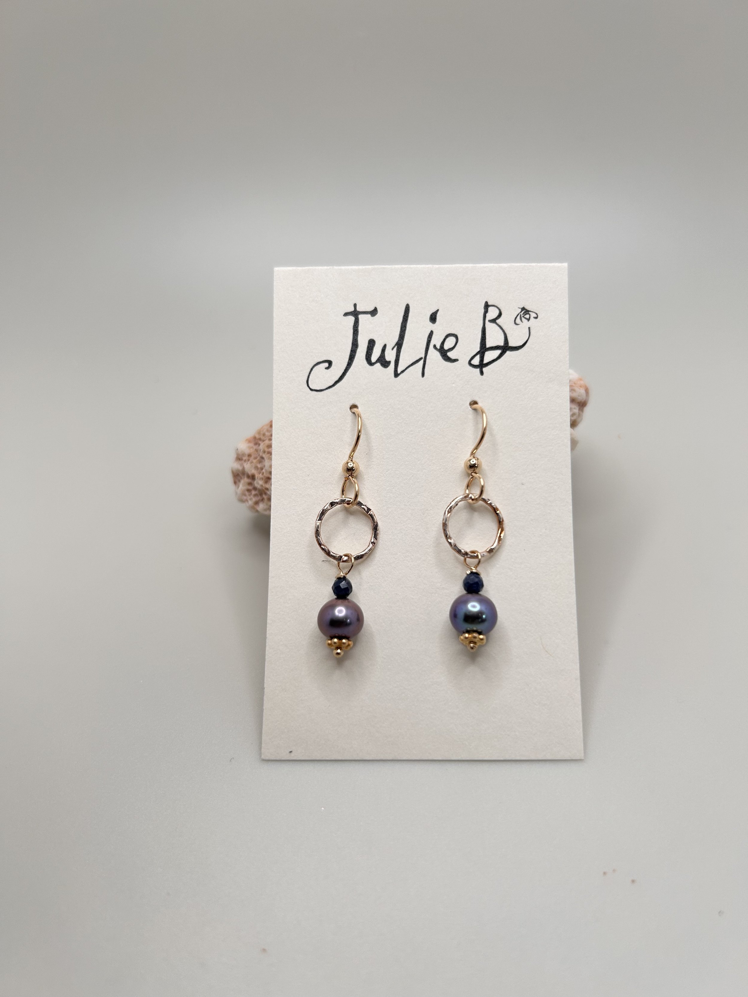 Gold and Peacock Pearl Earrings
