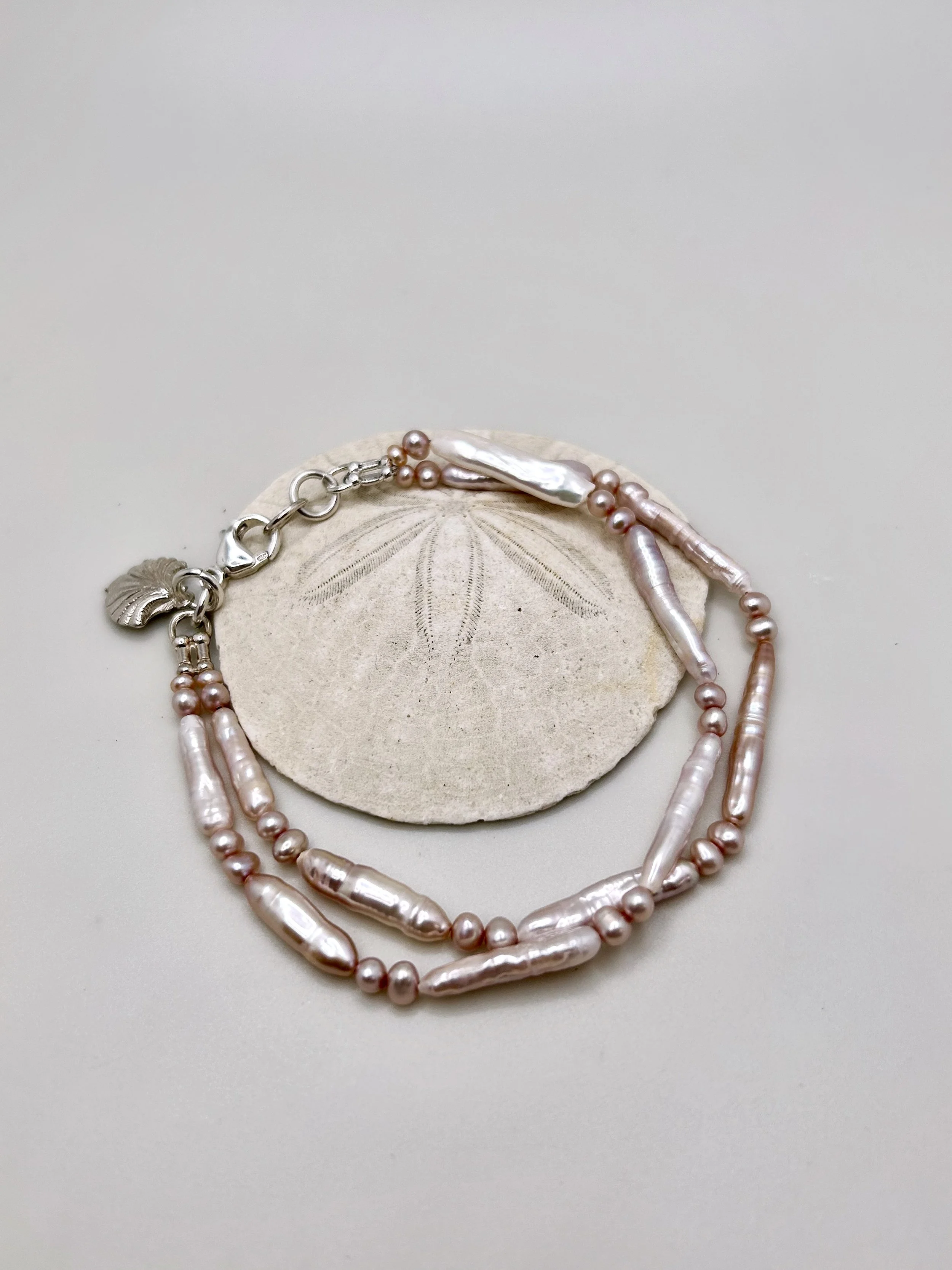 Pink Stick Pearl Bracelet