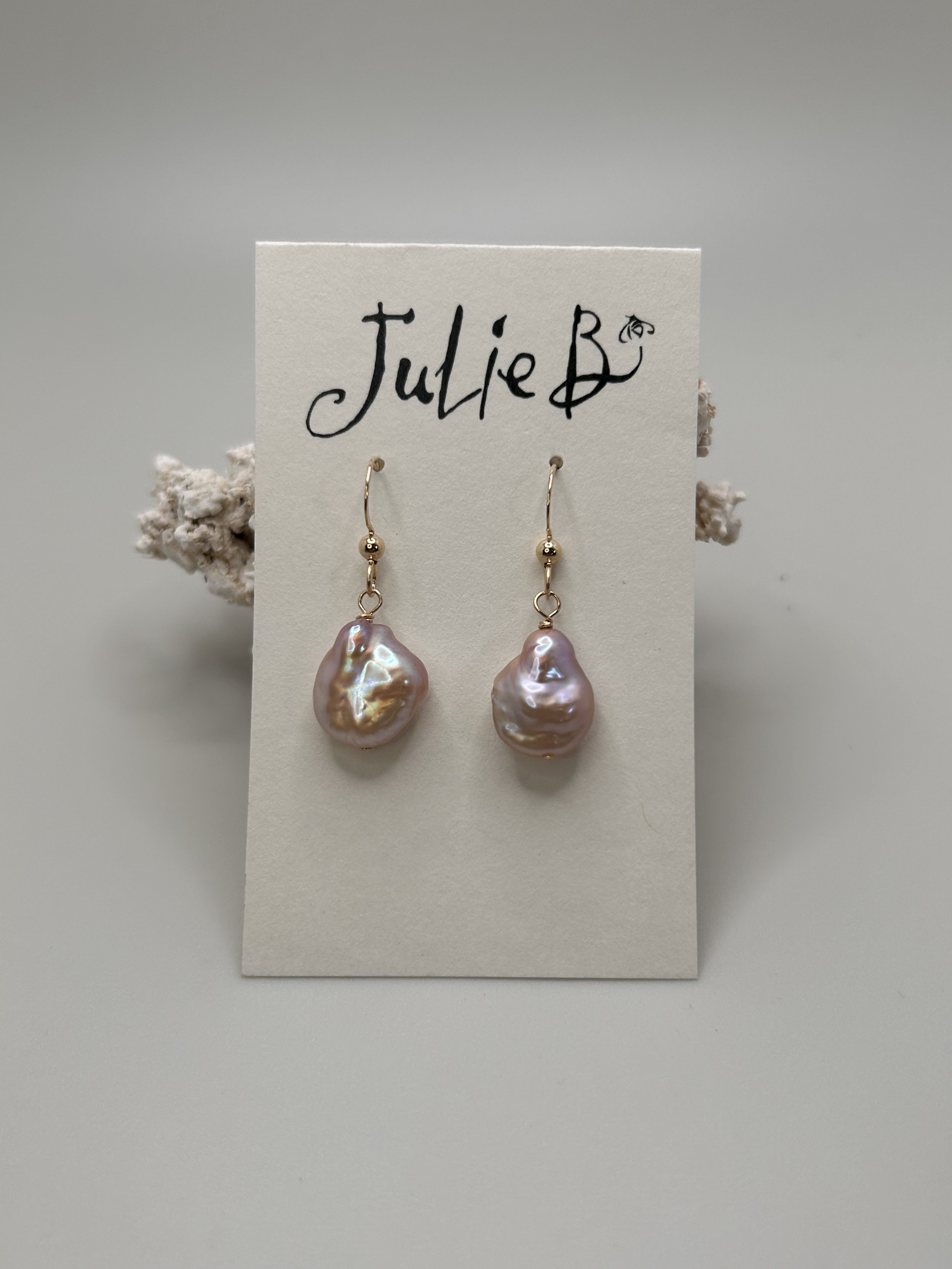 Pink Coin Pearl Earrings