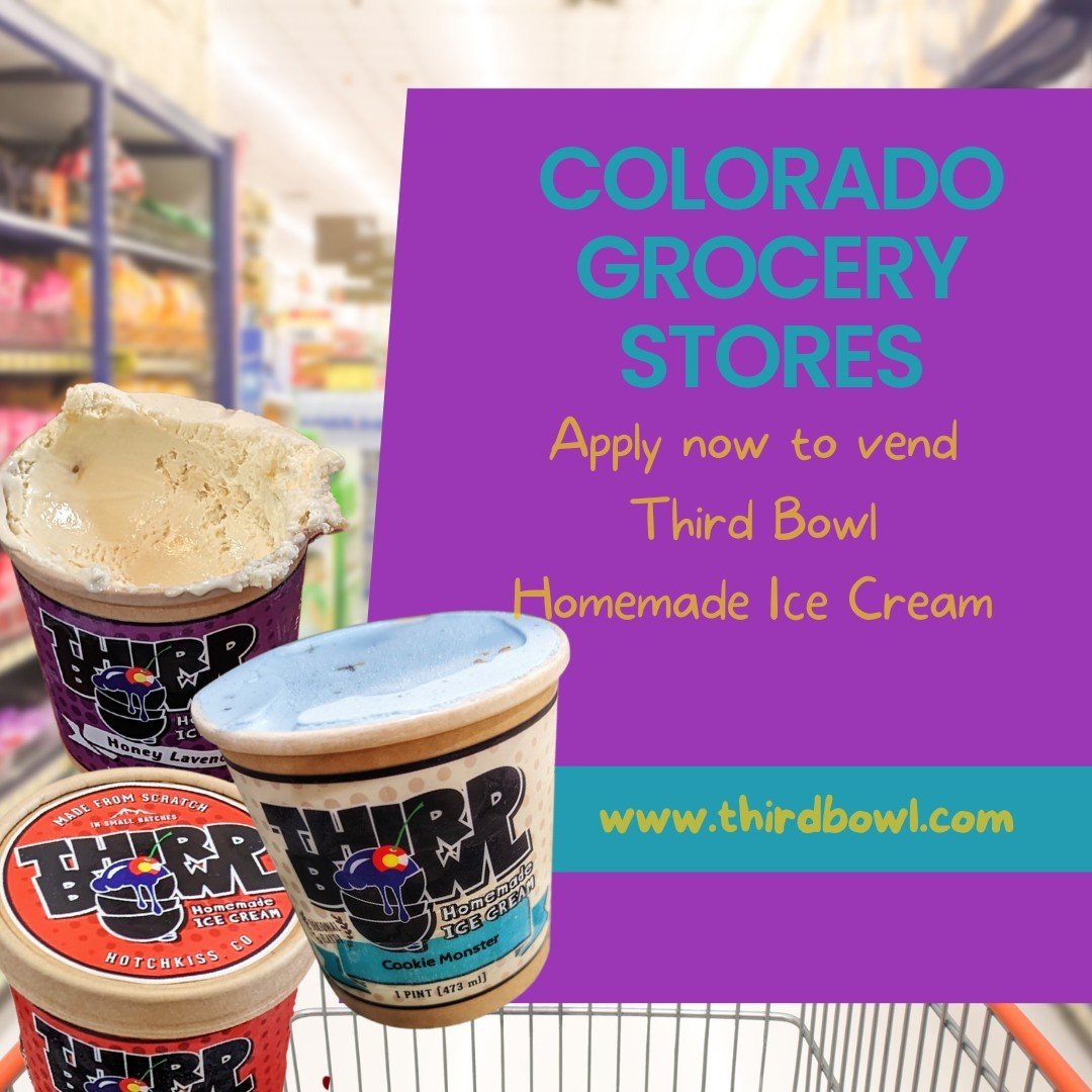 Have a grocery, convenience store, or shop on the Western Slope of Colorado? Let's chat about how we can work together! Our vendors love offering Third Bowl Ice Cream to their customers because it's fresh, local, delicious, and FUN!