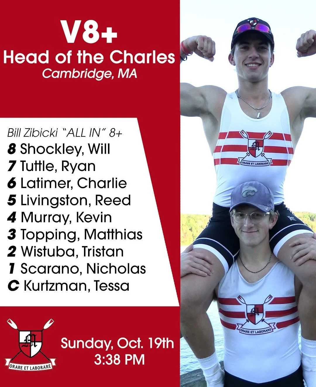 Come watch the Red Foxes race this Sunday, October 19th at the Head of the Charles Regatta in Boston! 🦊

Race times: 
V4+: 1:19 PM
V8+: 3:38 PM

#rowing #marist #maristrowing #headofthecharles #hocr #redfoxes