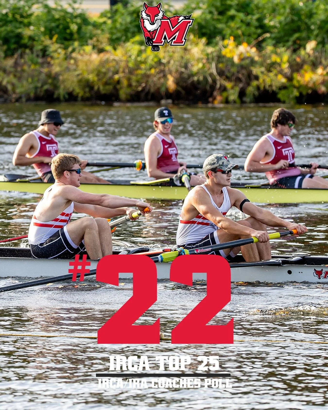 Up and up! The Red Foxes move up once again in the @ircacoaches poll to #22 place! 

#marist #irca #rowing #redfoxes
