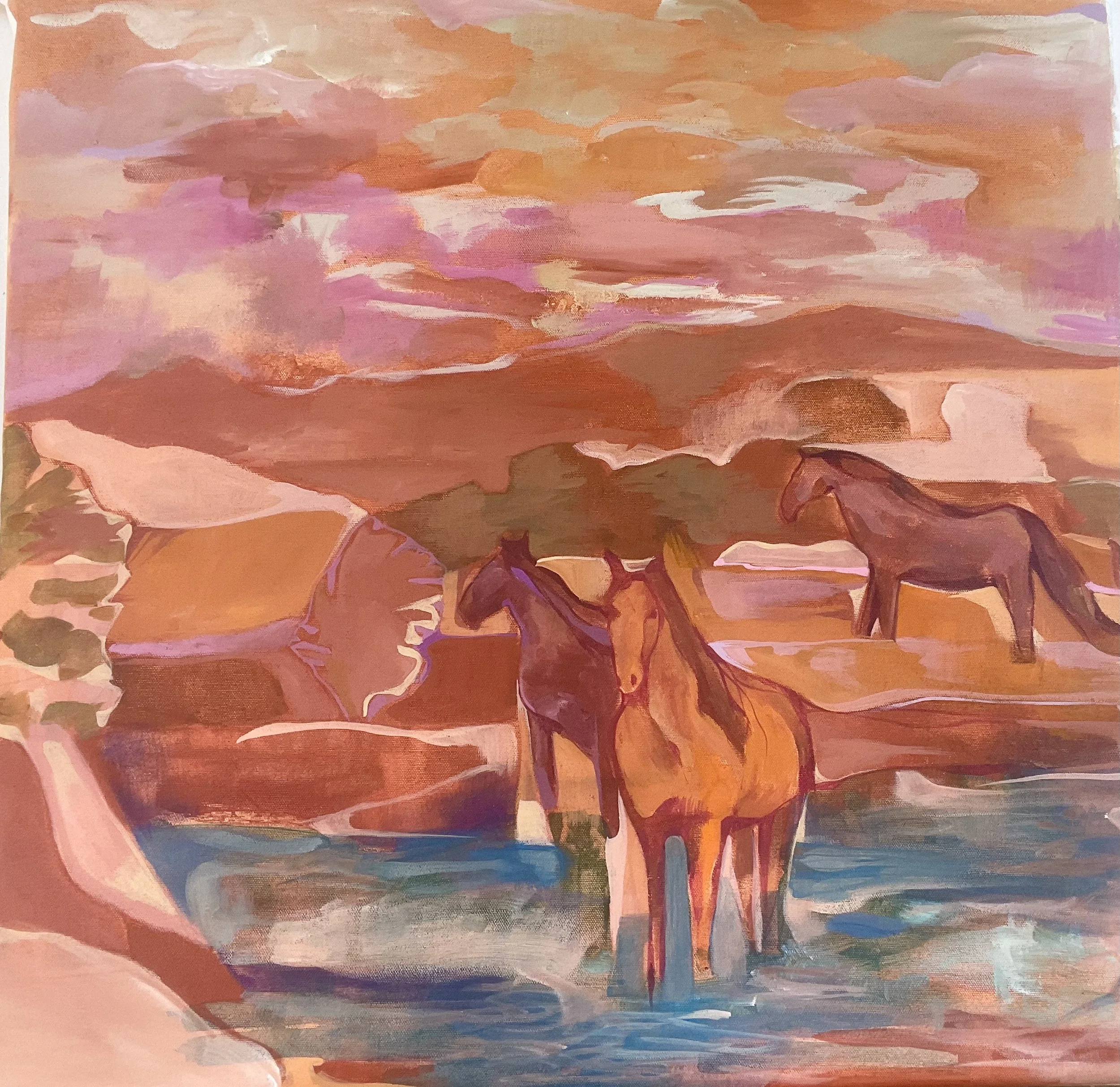 Golden Hearts / Golden Skies 24 x 24