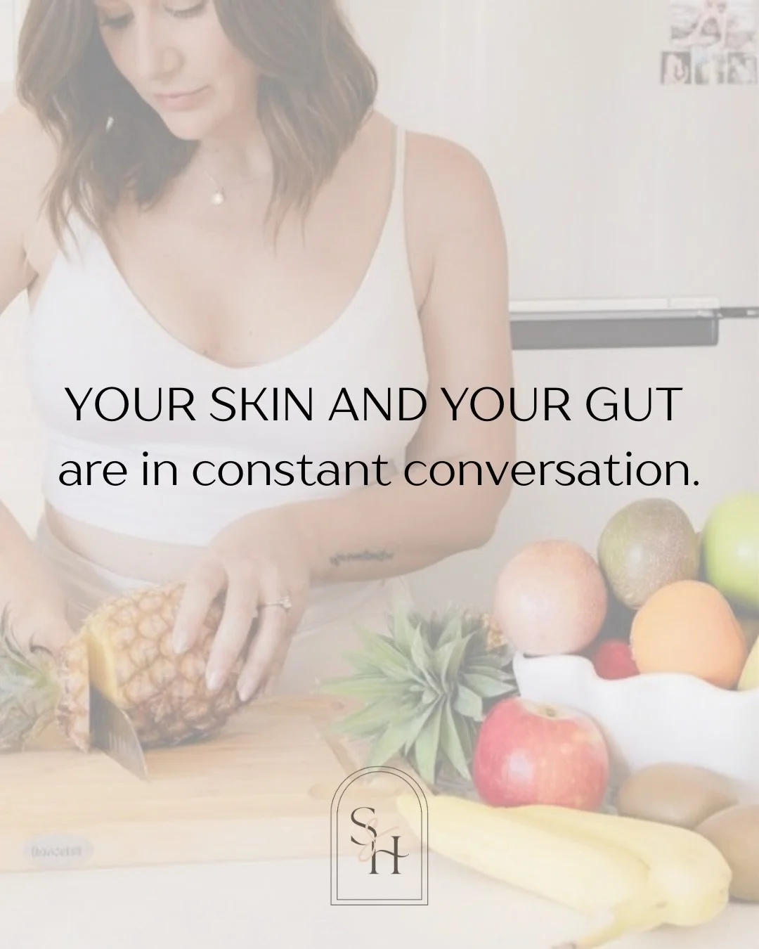 Your skin and your gut are in constant conversation.

What you eat directly affects your skin through four main pathways: inflammation levels, blood sugar and hormones, gut health and the microbiome, and nutrient availability.

When any of these are 