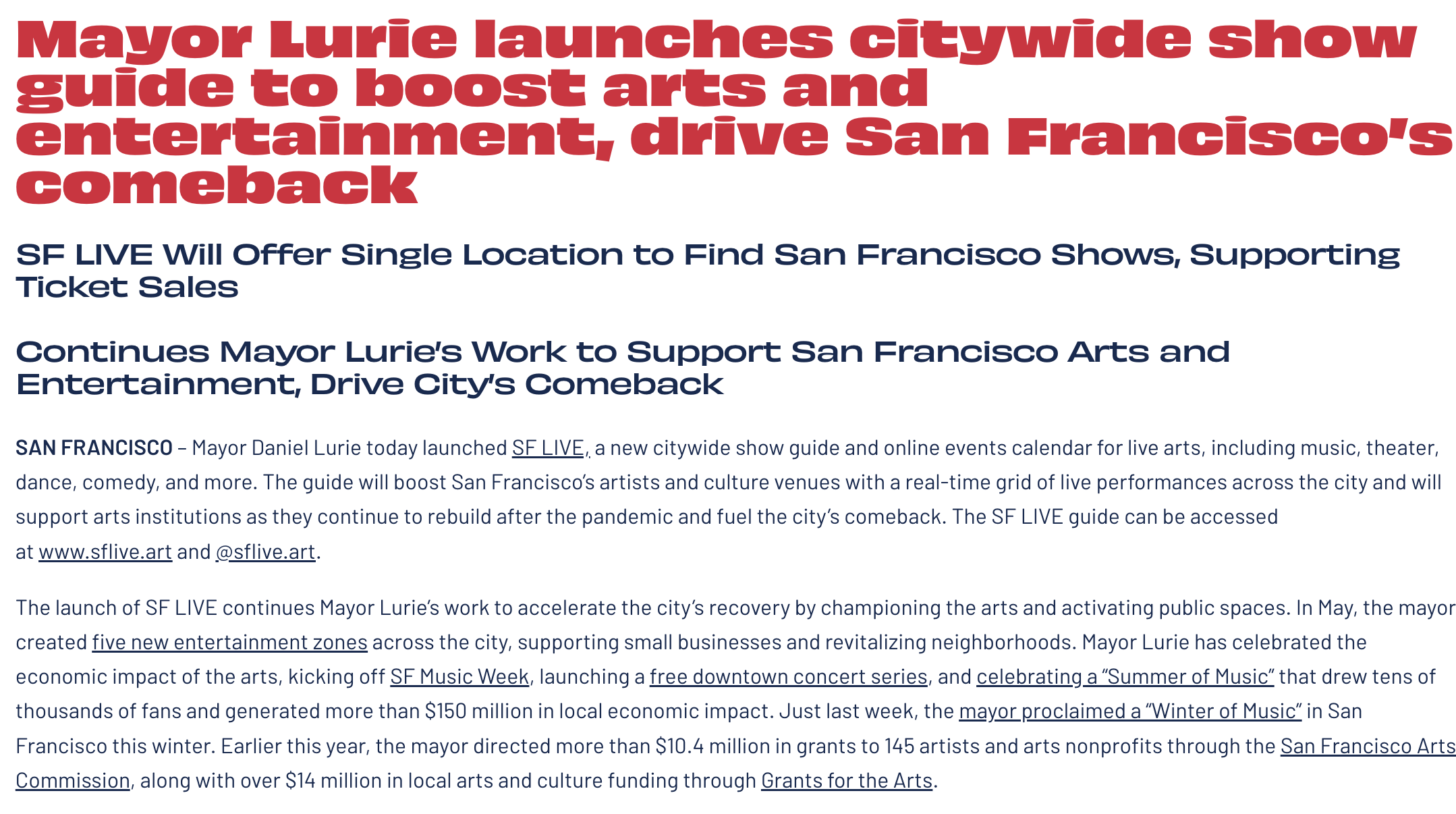 Mayor Lurie Launches Citywide Show Guide to Boost Arts and Entertainment