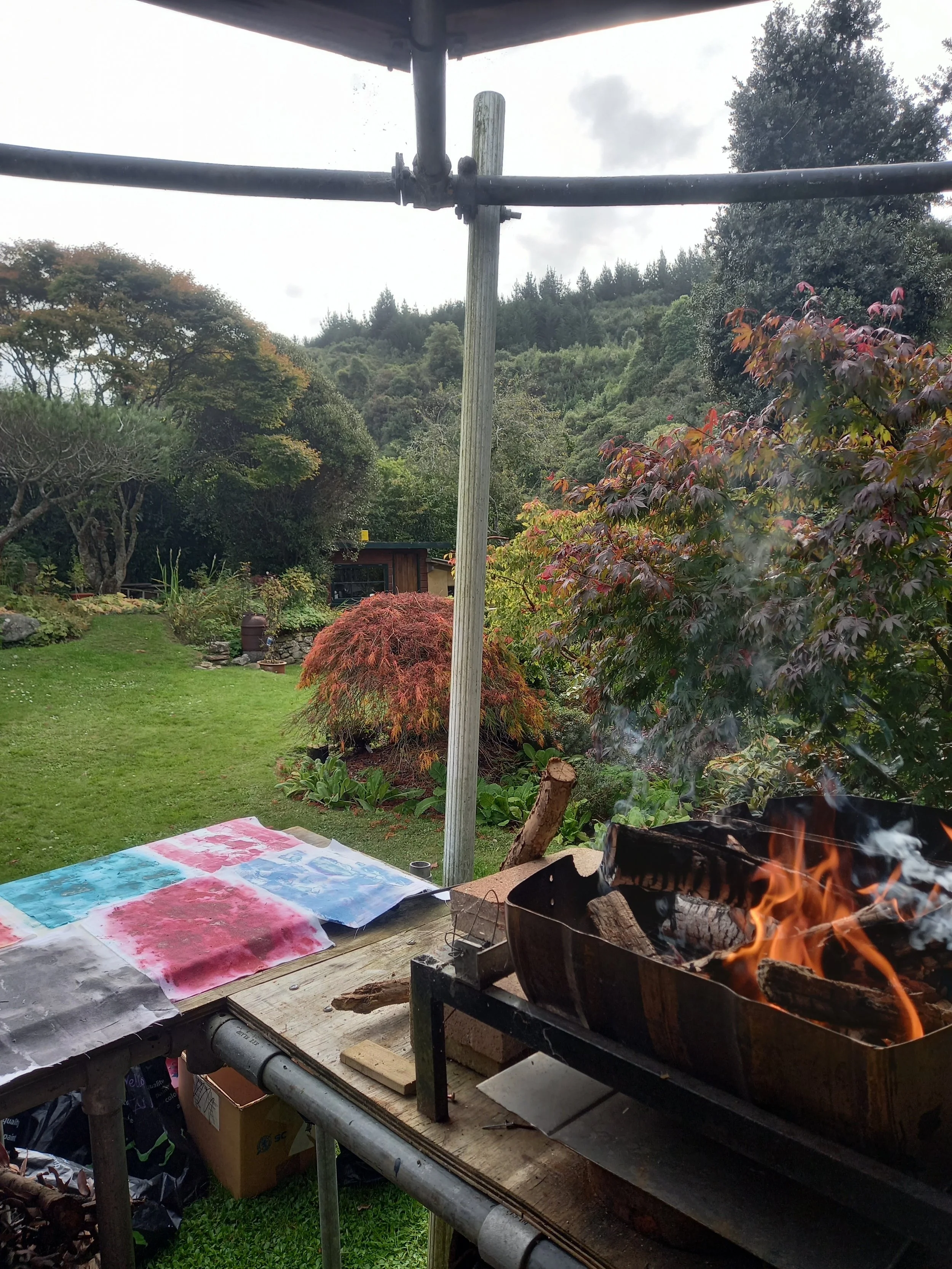 bbqing and painting