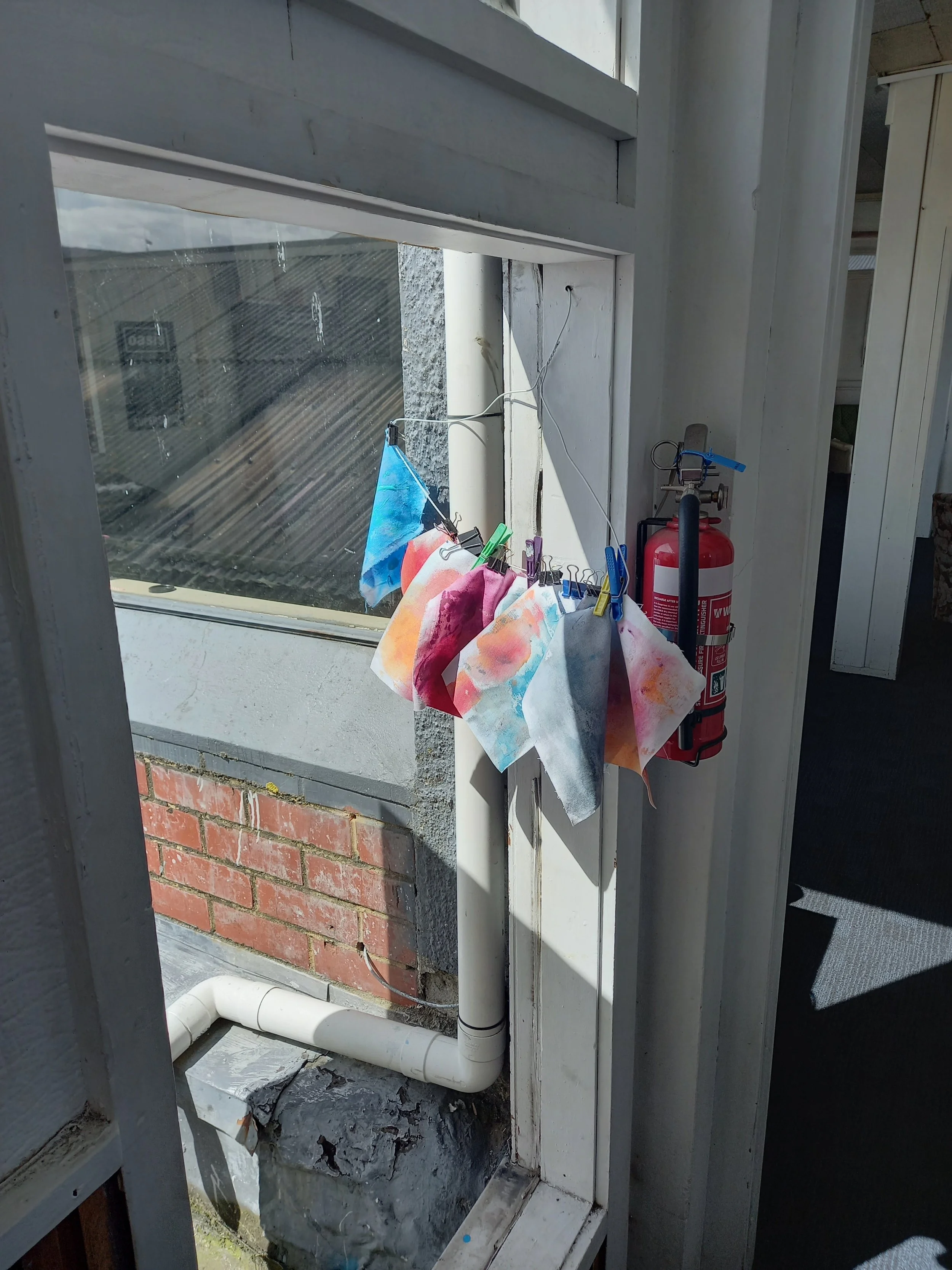 Drying the Flox backgrounds i painted. so much fun creating that wee mini series