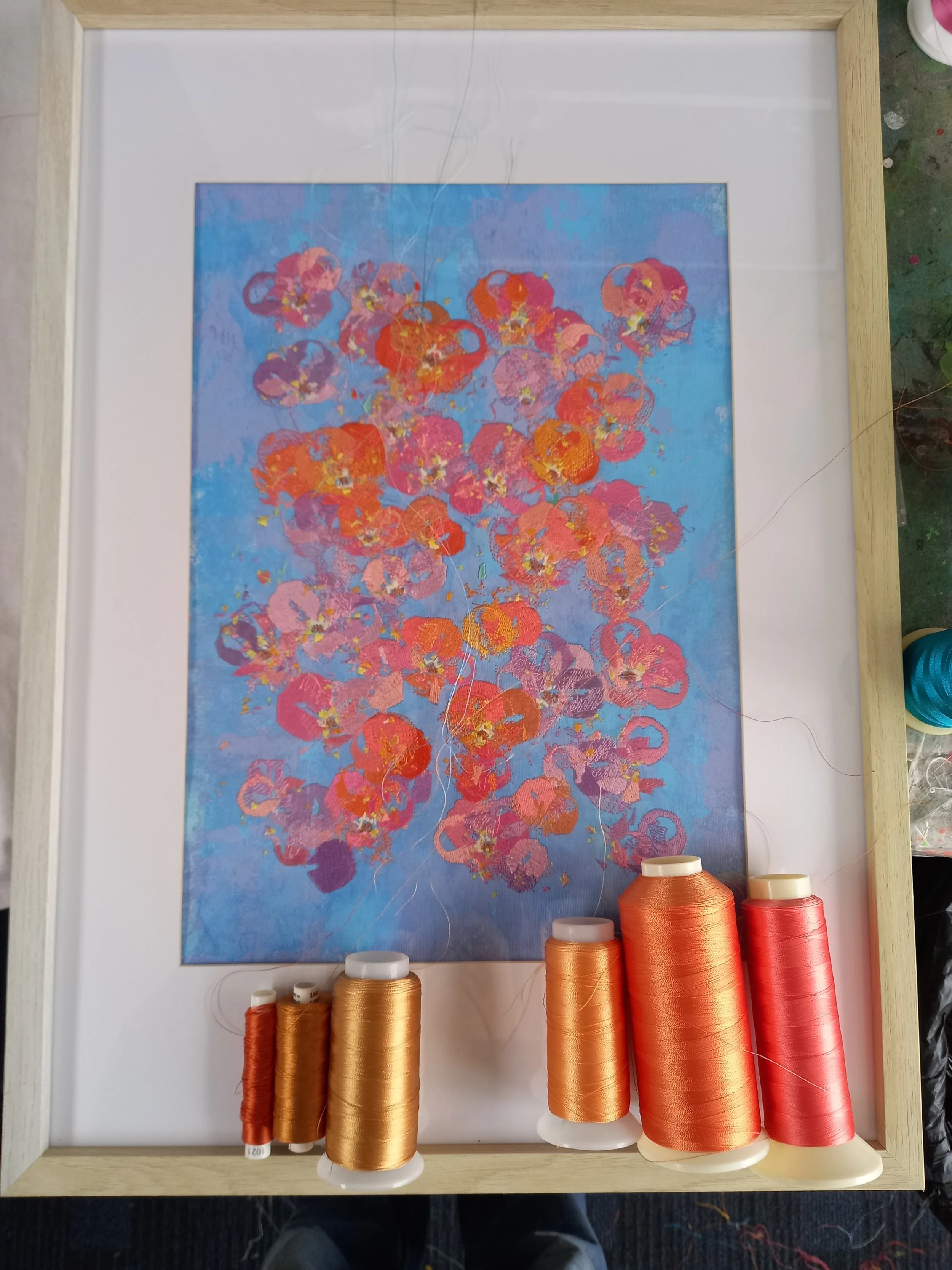 thought about bringing rust and brown into "Tulips", but decided to lean more into bright yellows and pinks. its supposed to be a light hearted happy work. - the colours of tulips.