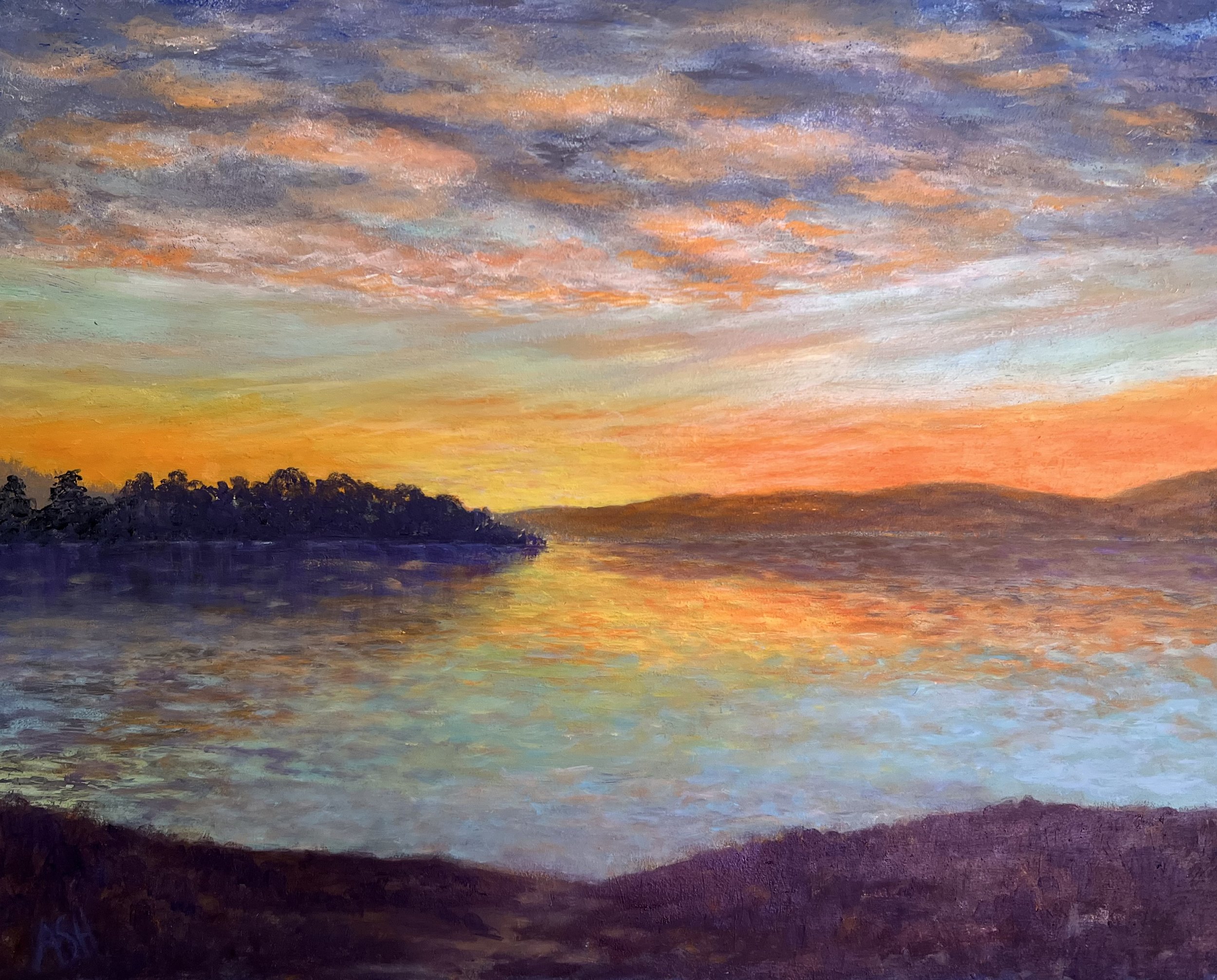 Alameda in Gold and Blue 2026
16" by 20" oil on aluminum composite
$350