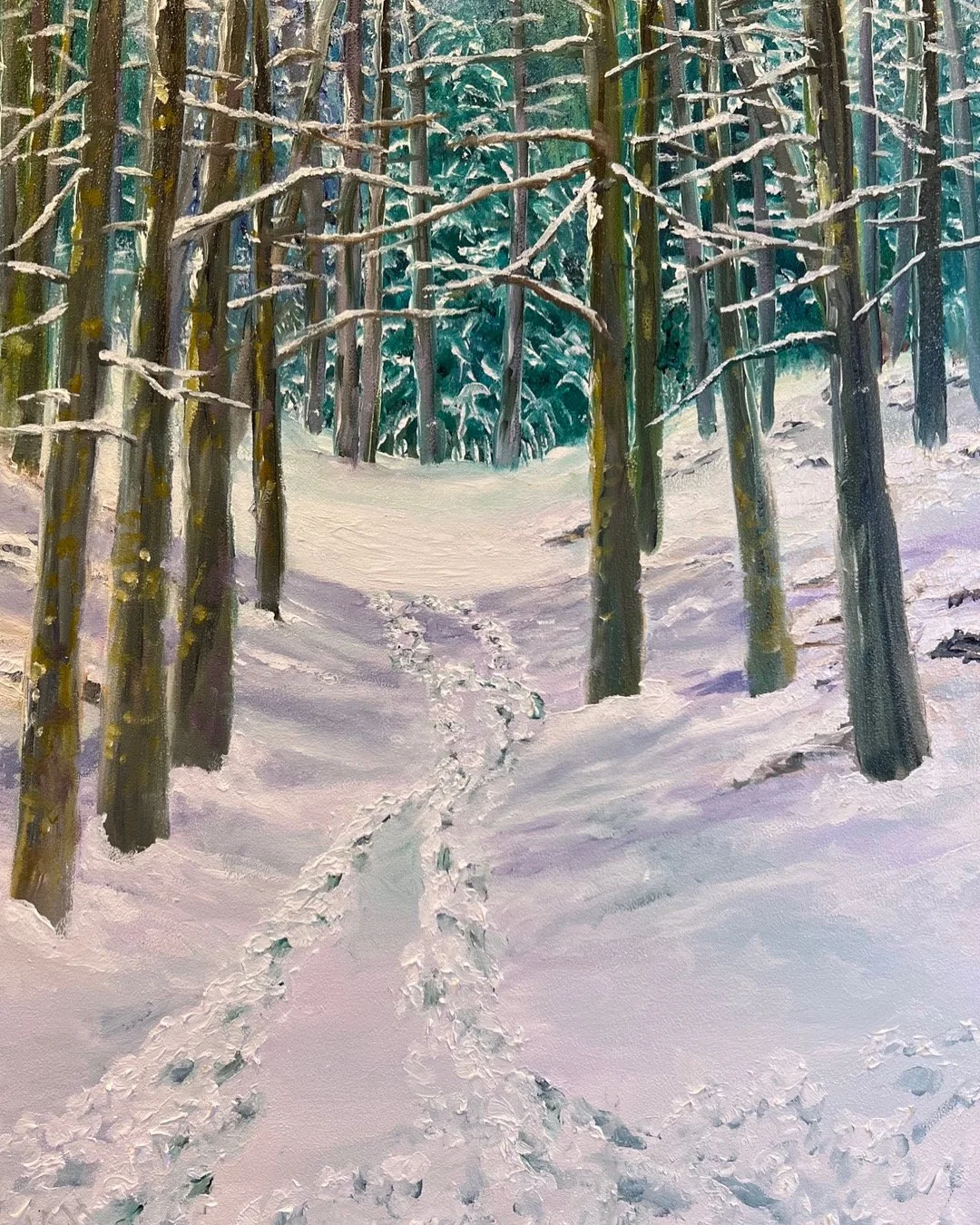 Footprints in Snow 2026
14' by 18"
Oil on Aluminum composite
$350