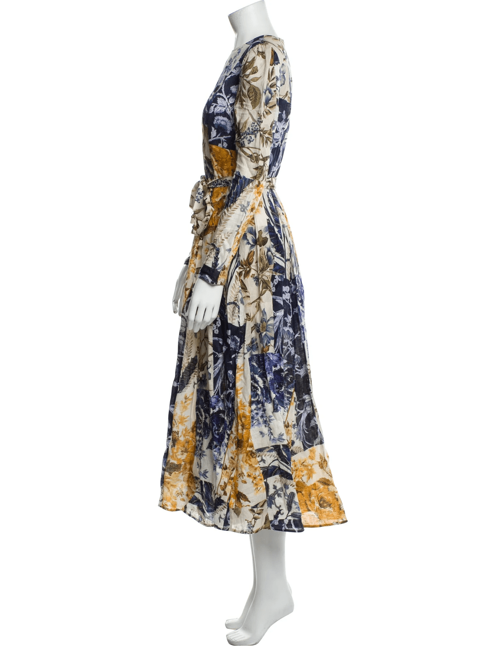 chinese dress ladies Zimmerman Sunray Long Sleeve Midi Dress Black Paisley  blueandcream