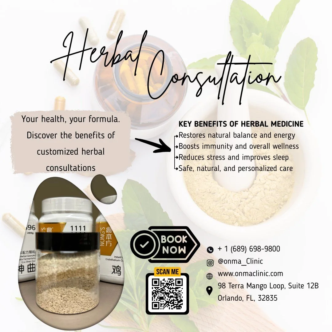 Discover the natural healing power of Traditional Chinese Medicine. Our personalized herbal consultations are tailored to your unique needs, helping restore balance, support recovery, and promote overall wellness through safe and effective herbal for