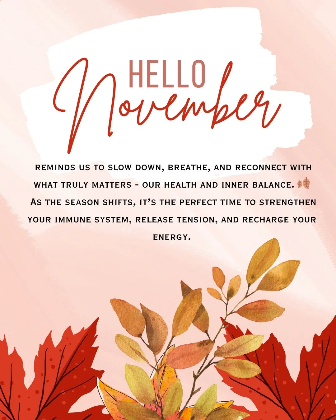 As the season of gratitude arrives, take a moment to care for yourself. 🌿
Visit ONMA Clinic this November and experience the warmth of healing and balance - your body and mind will thank you! 
Contact us 
📱 Phone: +1 (689) 698-9800
✉️ Email: suppor