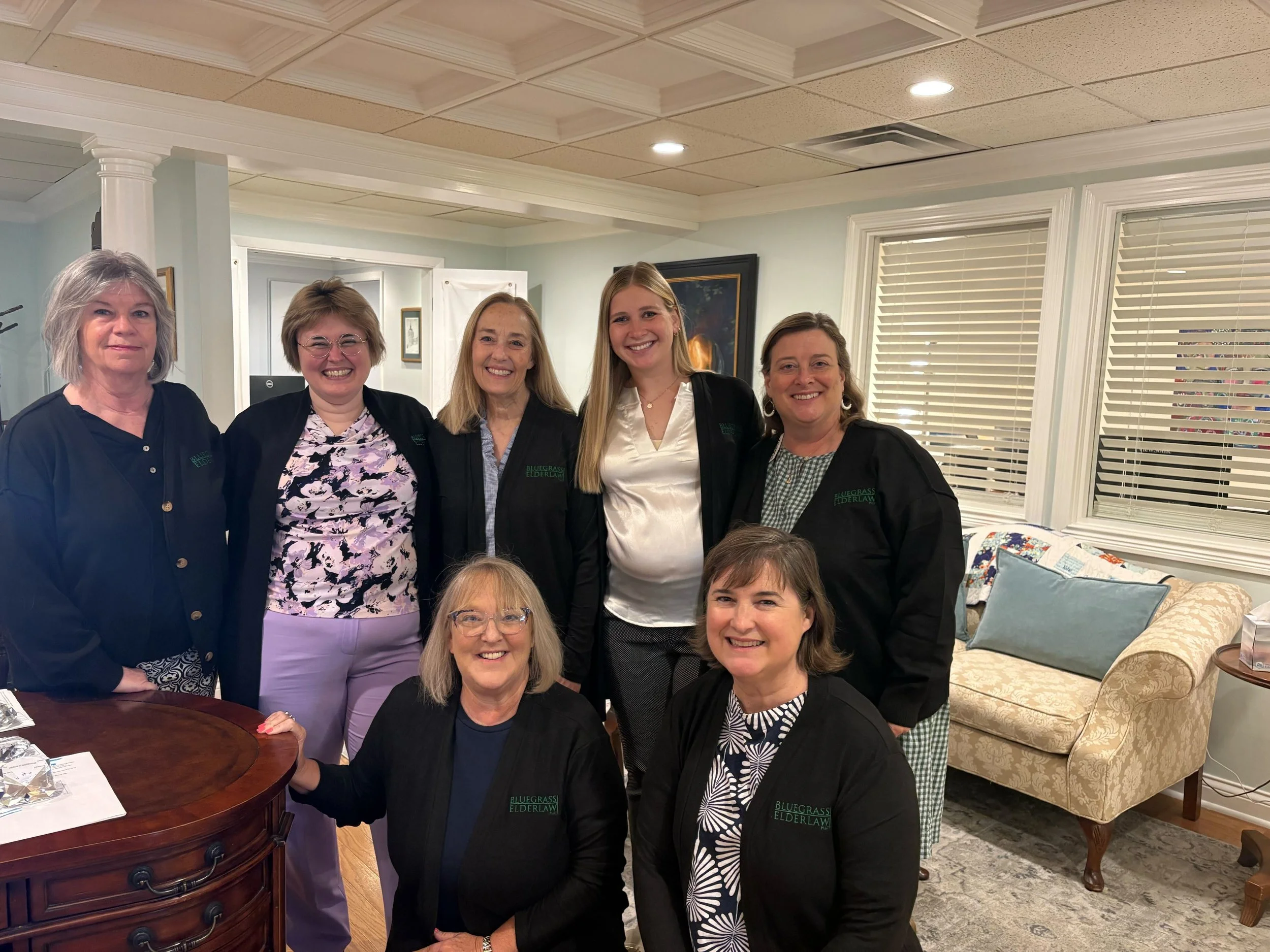 Showing off the new work cardigans!